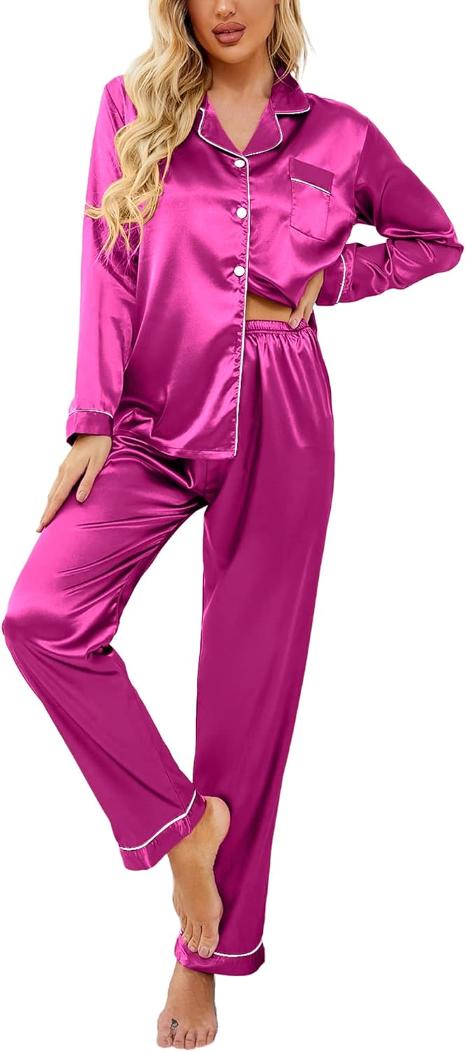Ekouaer Women's Pajama Set, Special Long Satin Silk Sleepwear, High-Quality Clas...
