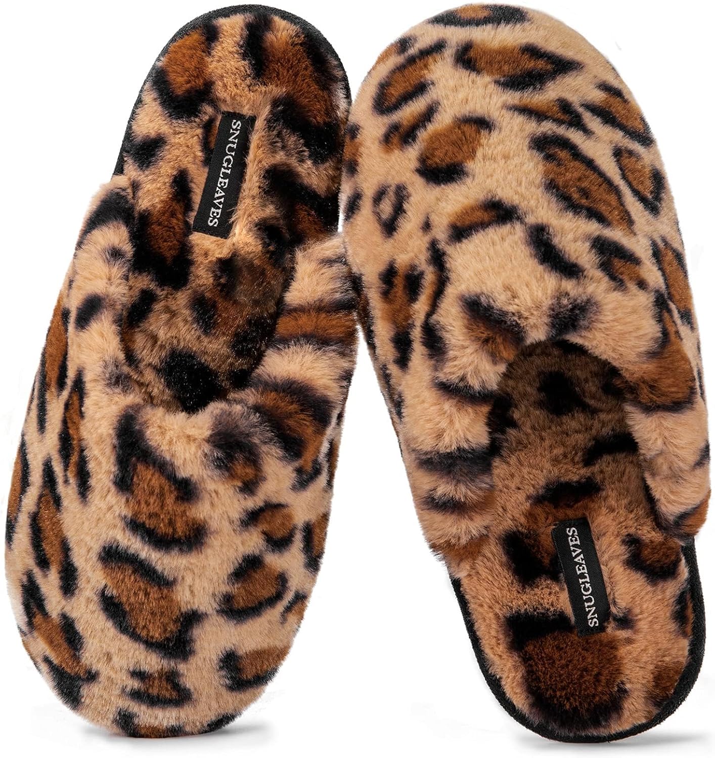 Snug Leaves Women's Fuzzy Scuff Slippers Soft Comfy Memory Foam Non-slip Indoor...