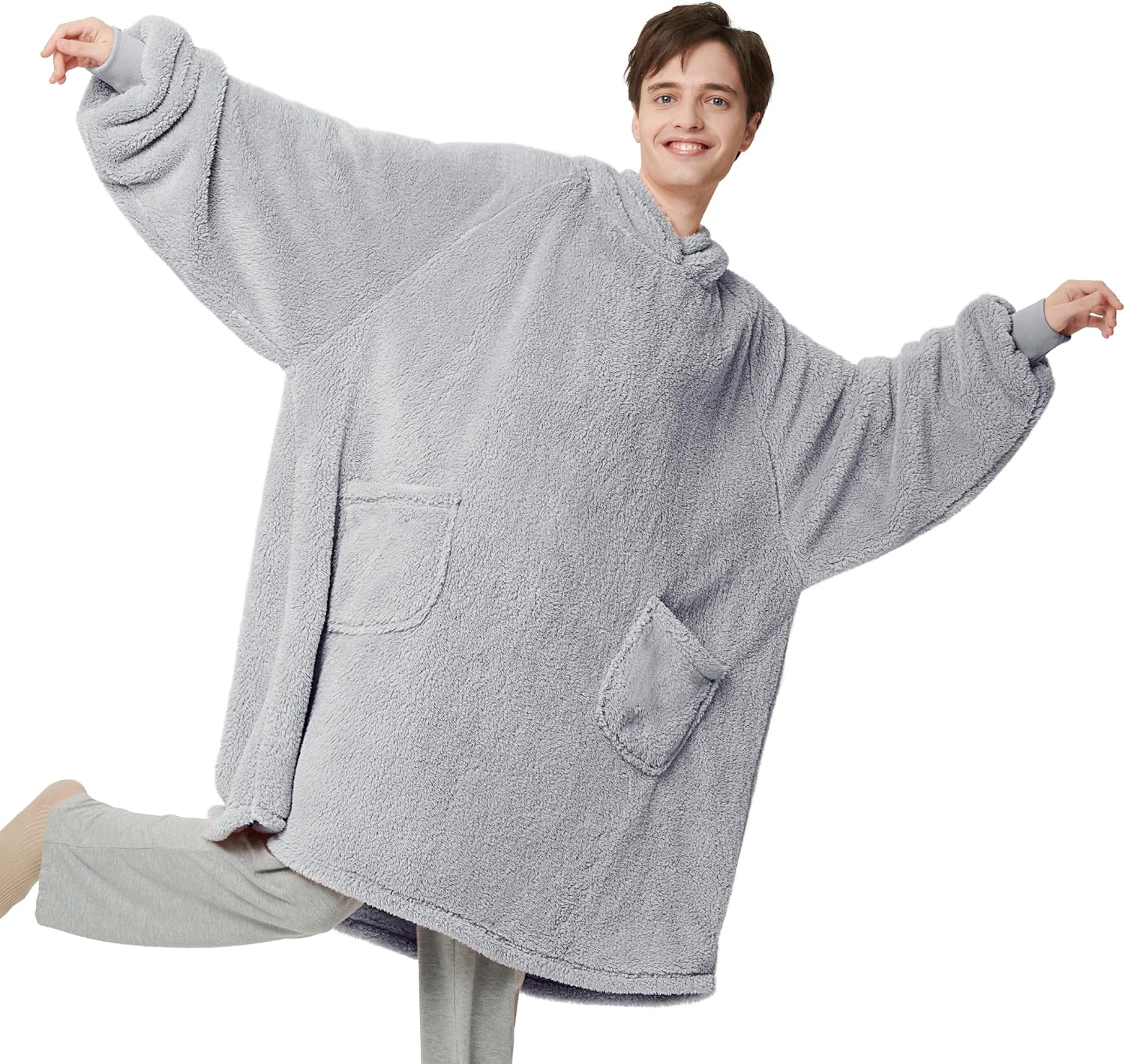 Bedsure Wearable Blanket Hoodie Women - Fluffy Fleece Hoodie Blanket for Men, Wa...