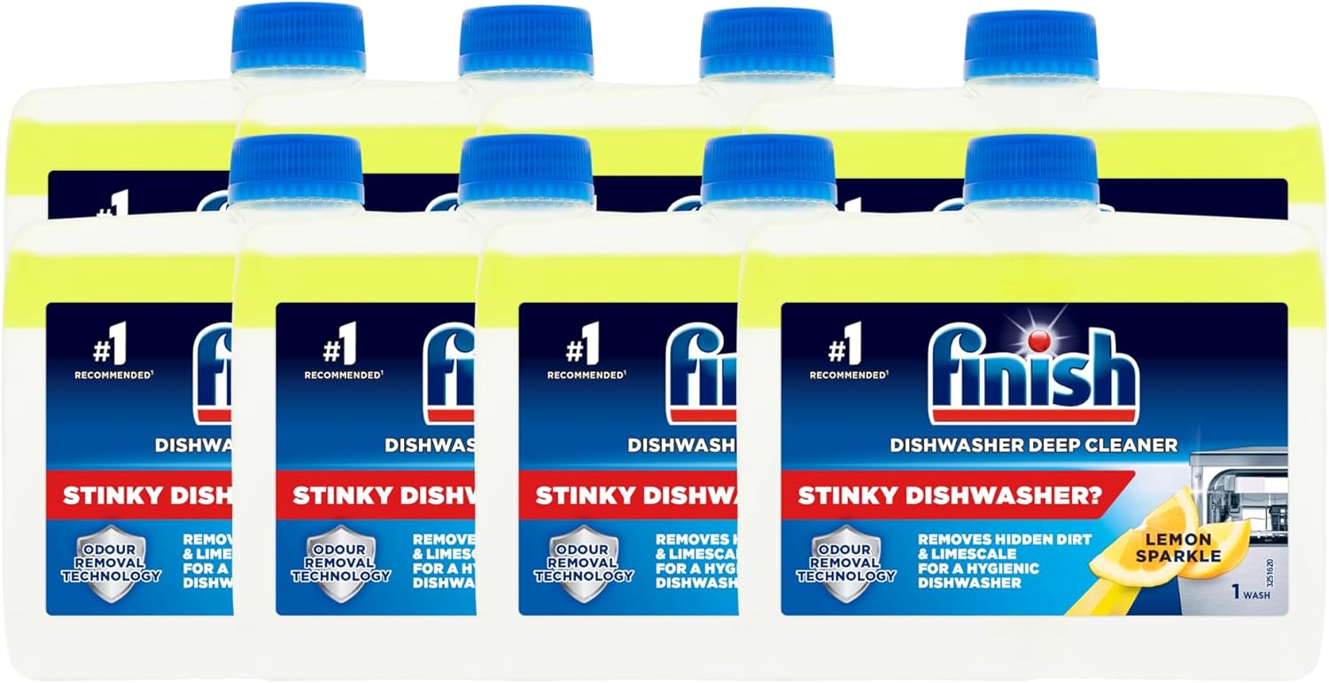 Finish, Dishwasher Cleaner, Lemon Sparkle, 2.0L Bulk (250ml x 8 pck), Removes Gr...