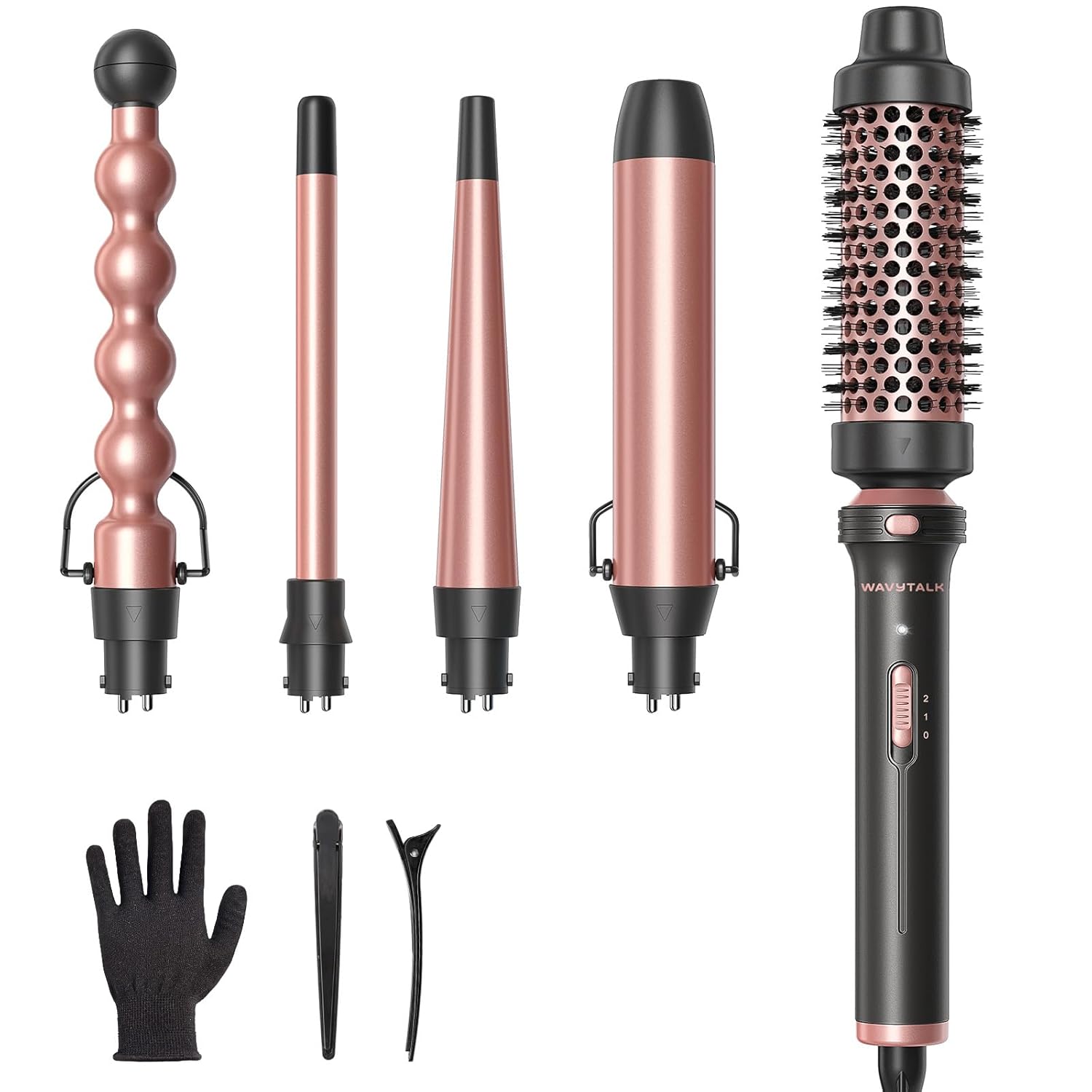 Wavytalk 5 in 1 Curling Wand Set, Multi Curl, Curling Wand Set with Thermal Brus...