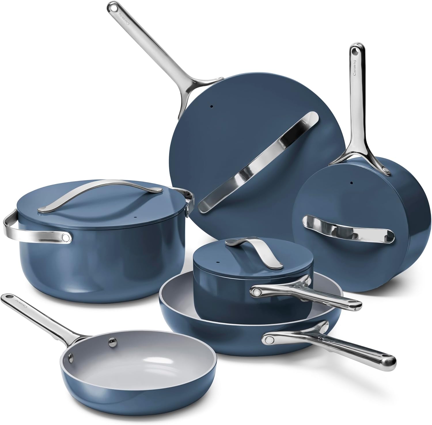 Caraway Deluxe Non-stick Ceramic Cookware Set (16 Piece) Pots, Frying Pans, Lids...