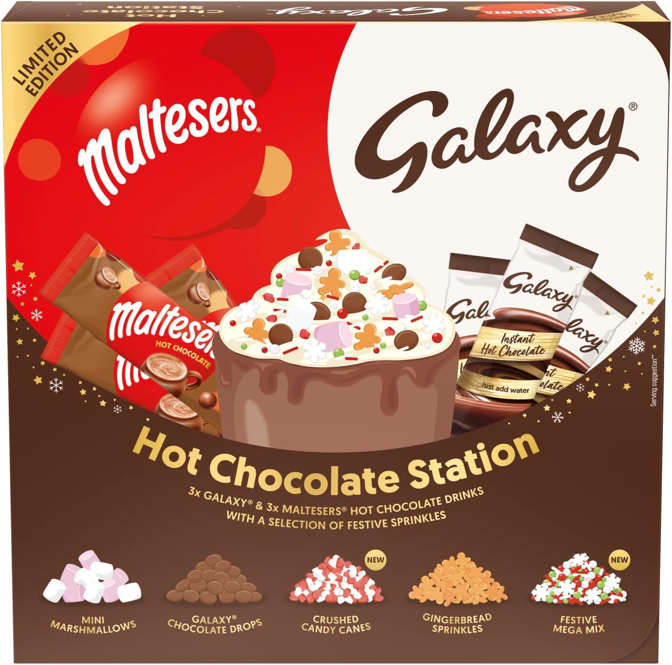 Maltesers & Galaxy Hot Chocolate Station | Xmas Chocolate Gift Set Featuring 6 S...