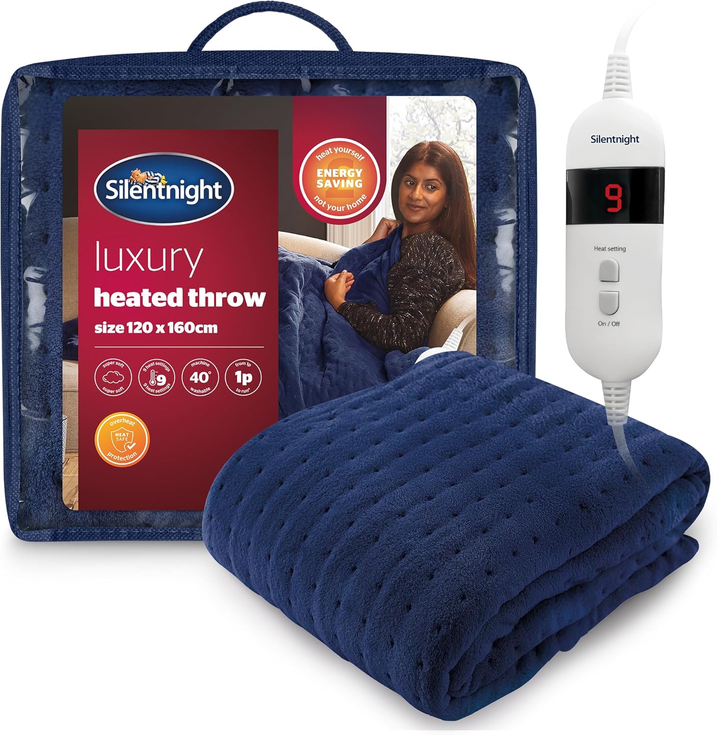 Silentnight Comfort Control Heated Throw Blanket - Luxury Fleece Electric Heated...