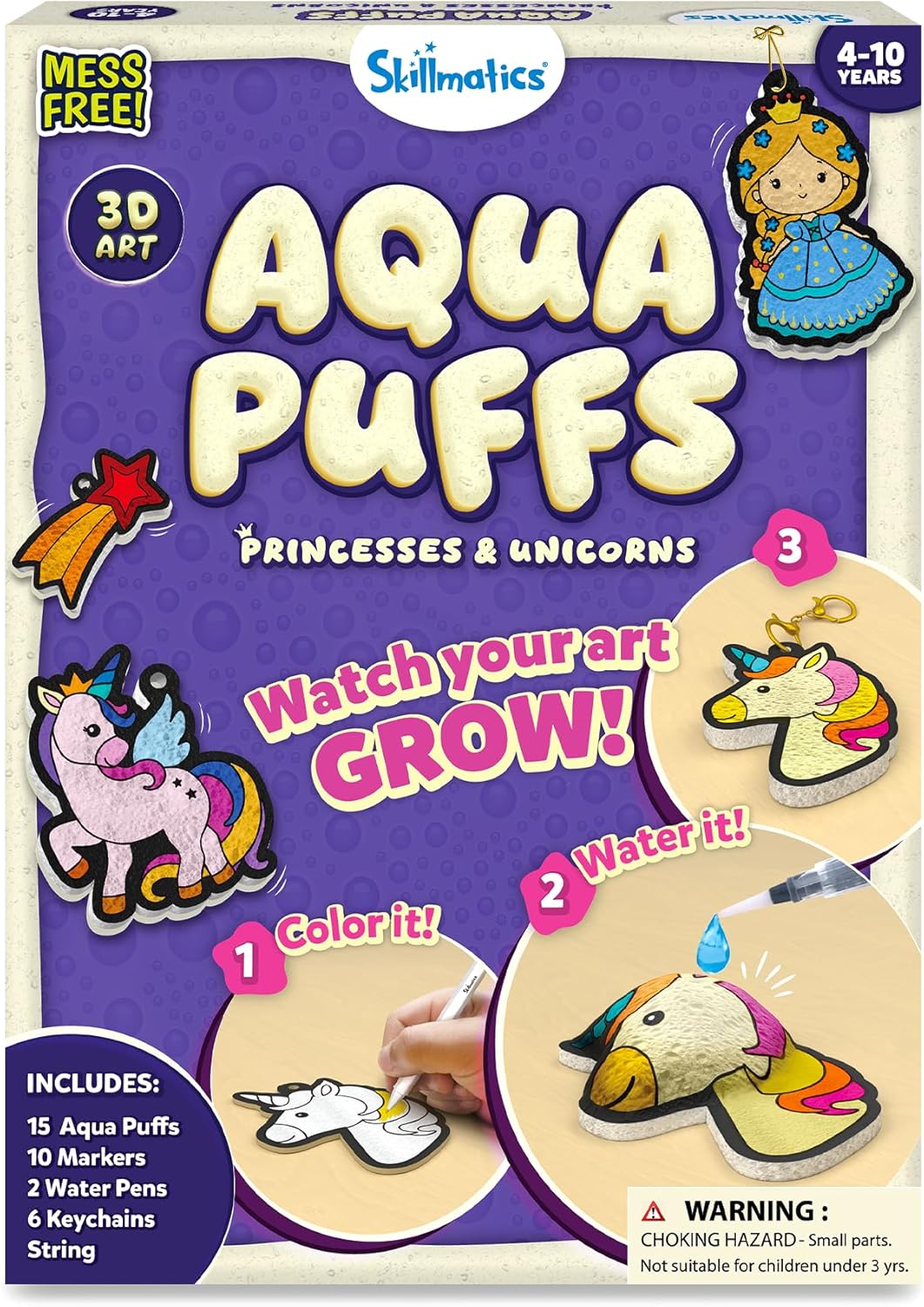 Skillmatics 3D Art Kit, Special Aqua Puffs Princesses Art Kit, Innovative Creati...