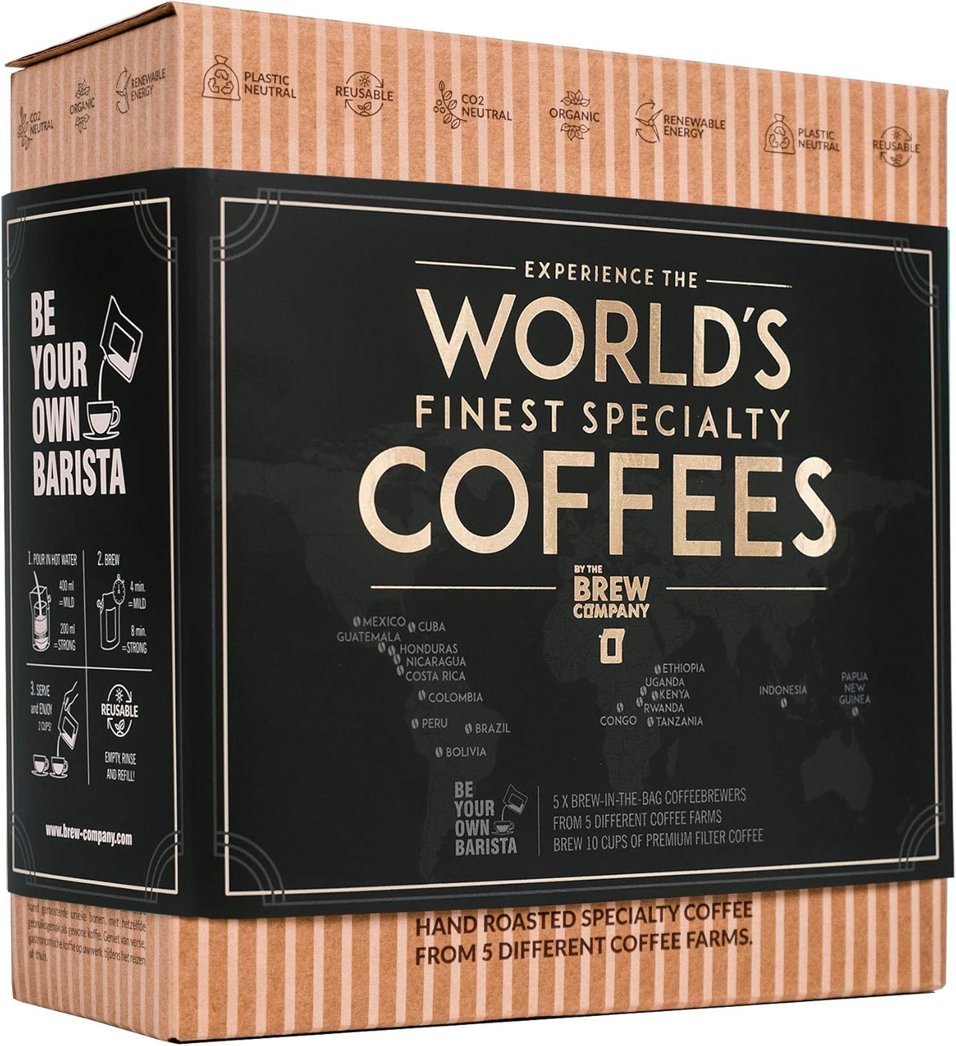Original Gourmet Coffee Gift Set for Men & Women – 5 of The World’s Finest Singl...