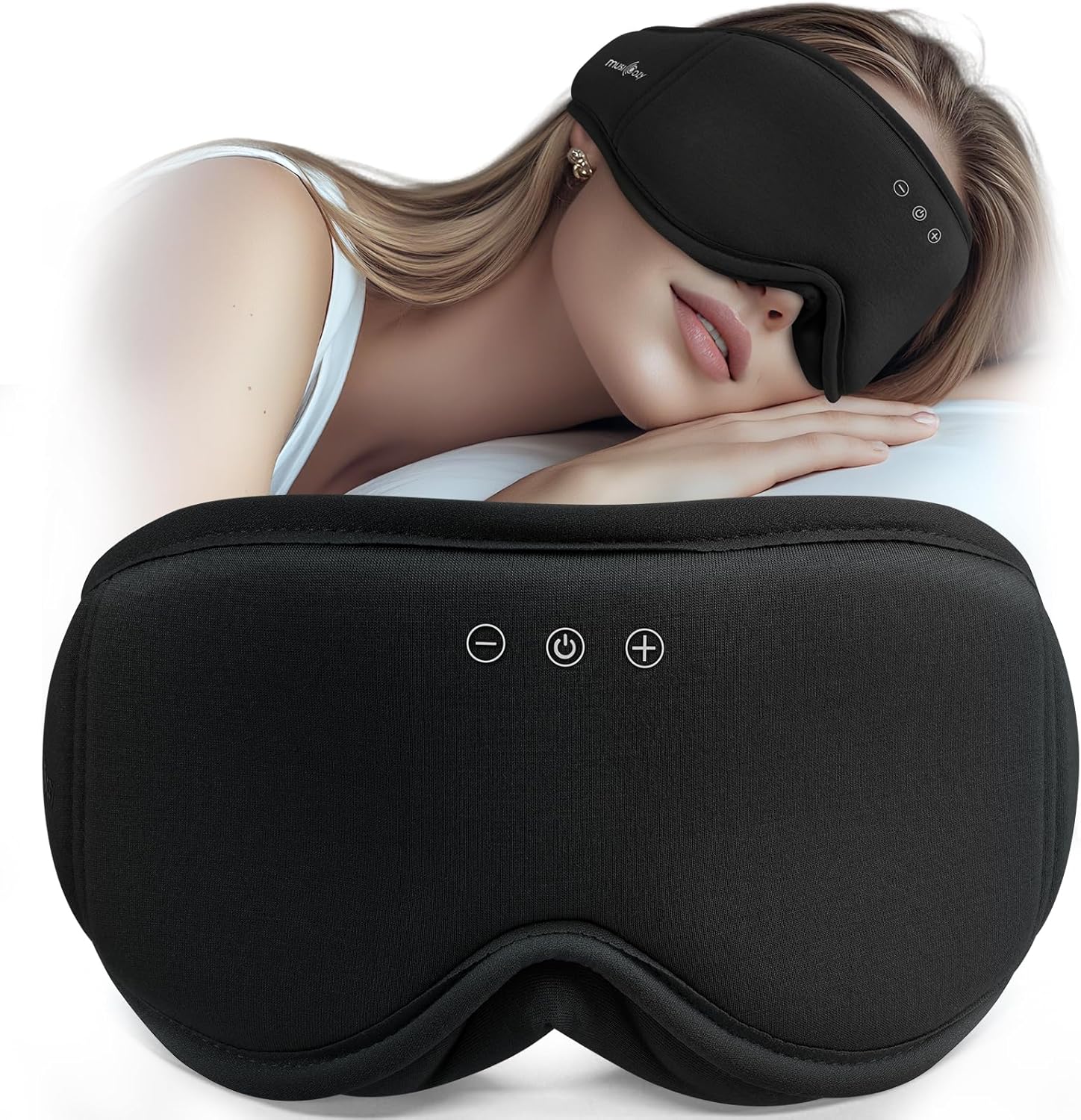 MUSICOZY Sleep Mask Headphones | 100% Blackout 3D Organic Bamboo Cotton Eye Mask...