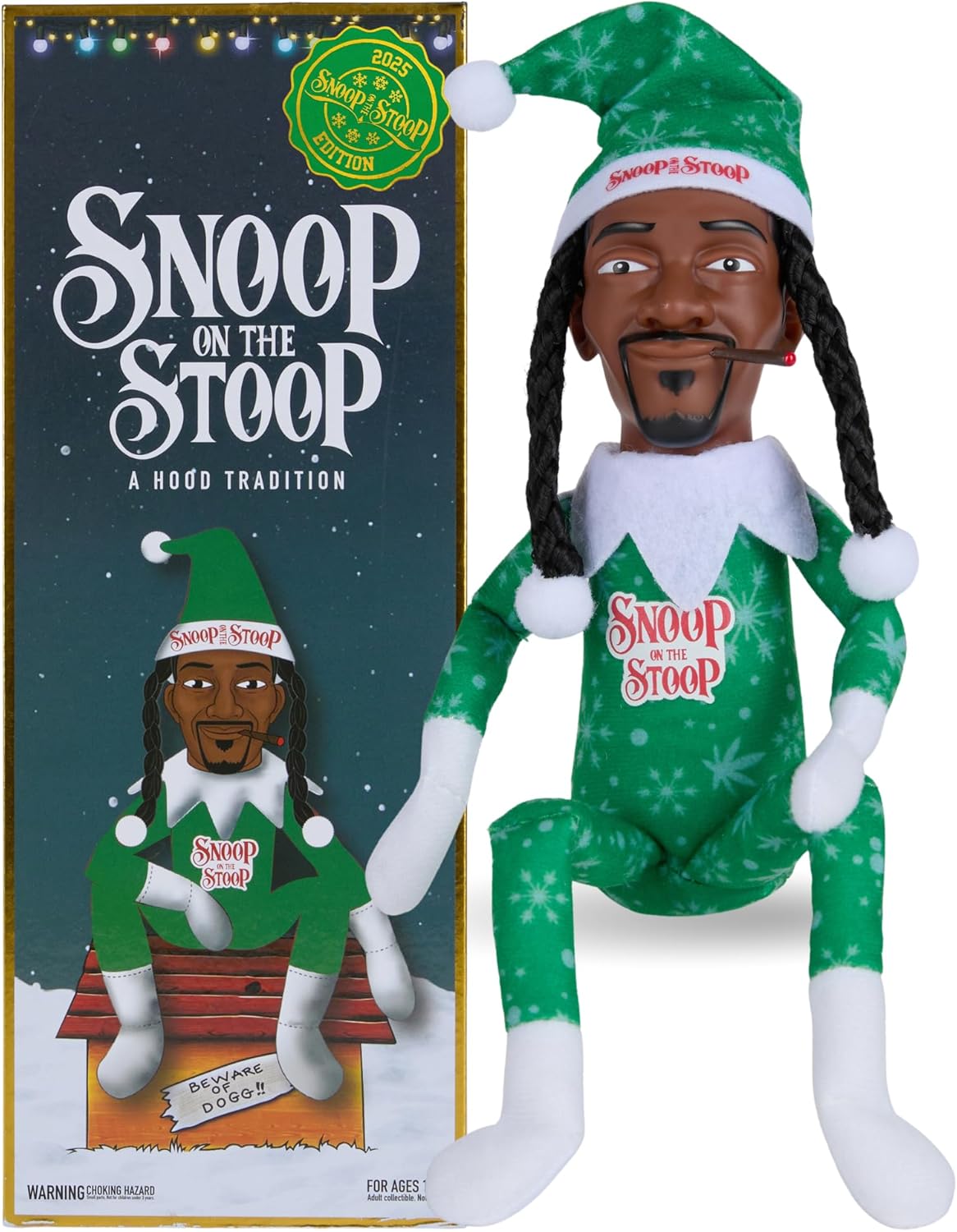 Snoop Dogg Snoop on The Stoop 2025 Christmas, 12” Small Shelf Décor Green-cigar