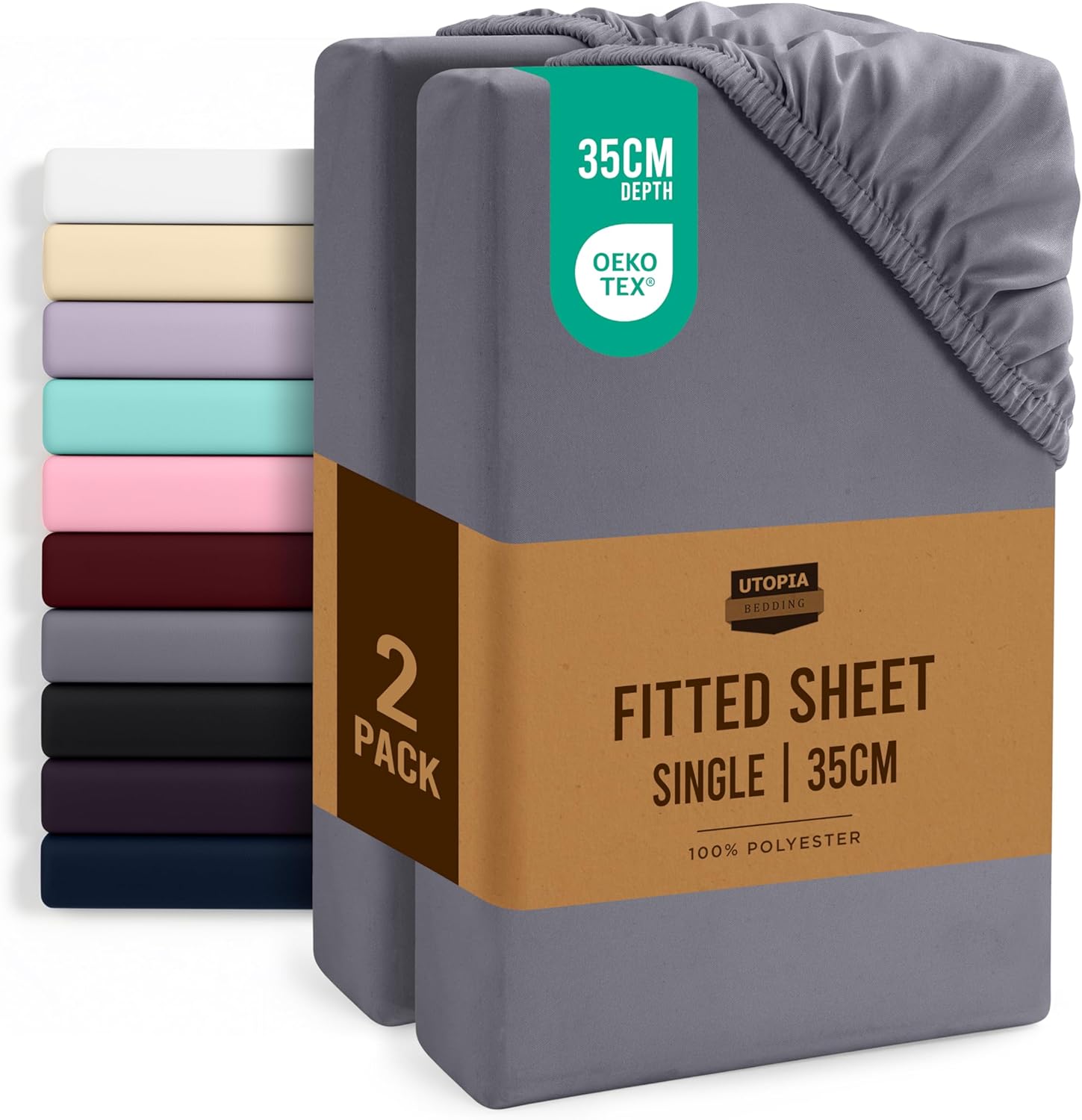 High-Quality Utopia Bedding Fitted Sheet, Comfortable Single Bedding with 14-inc...