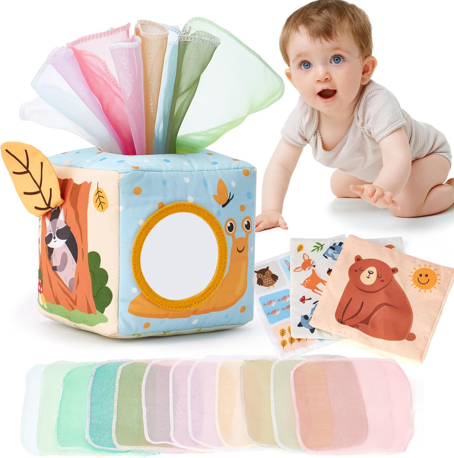 hahaland Baby Tissue Box Toy Sensory Toys for 6 Month Old Baby Toys 6-12 Months...