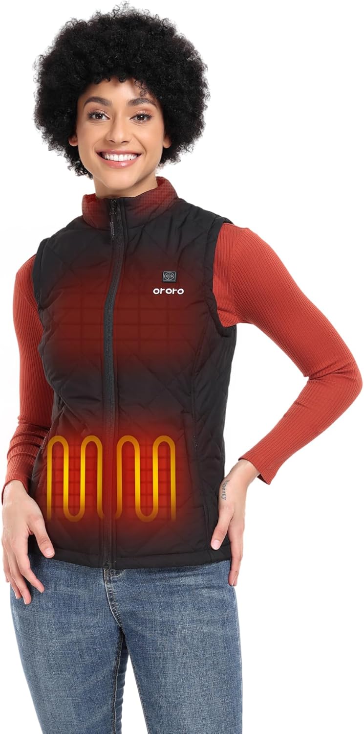 ORORO Quilted Heated Vest for Women, Lightweight Quilted Heating Vest with USB-C...