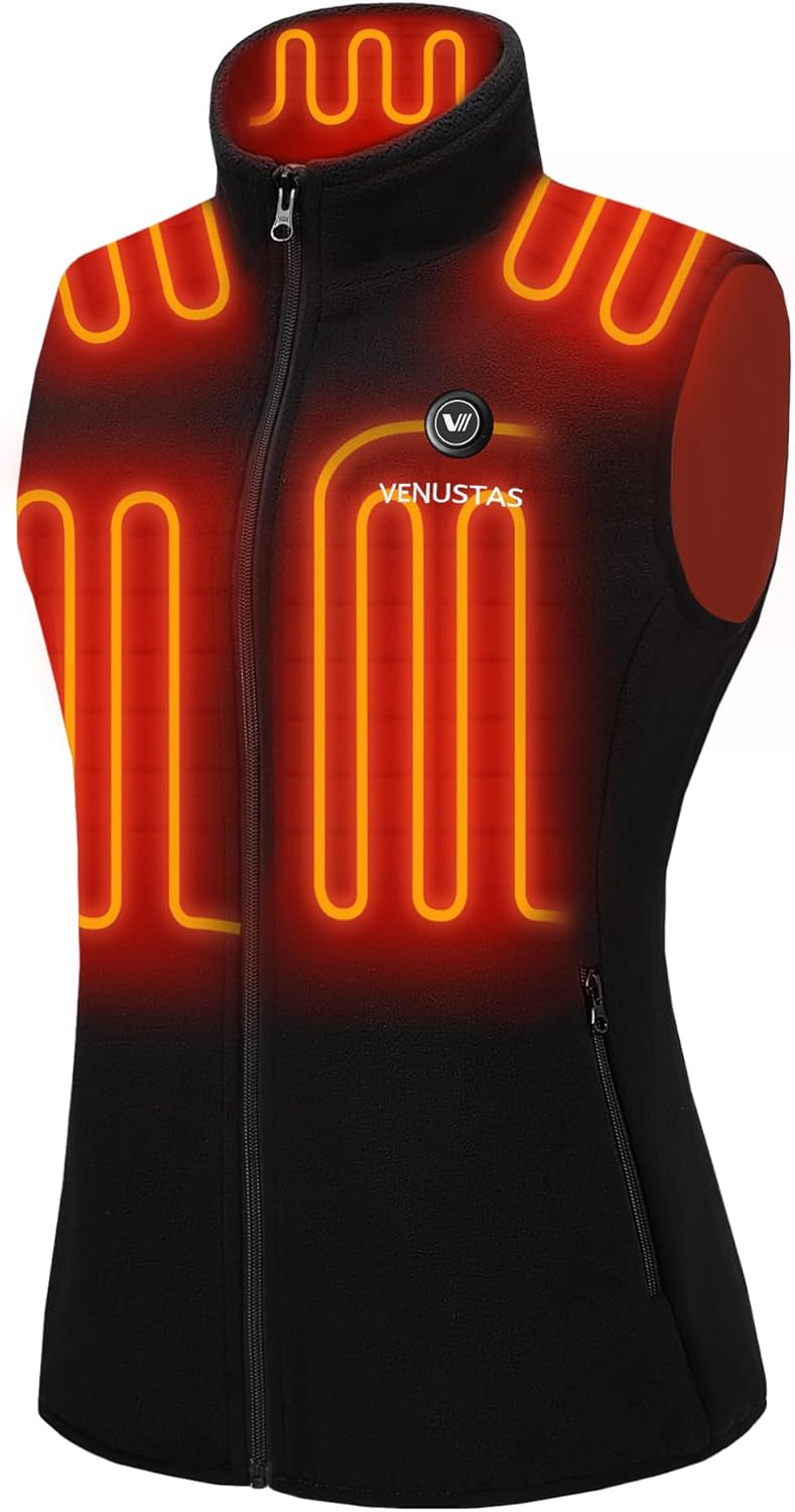 Venustas Women's Fleece Heated Vest with Battery, Lightweight Electric Heated Co...