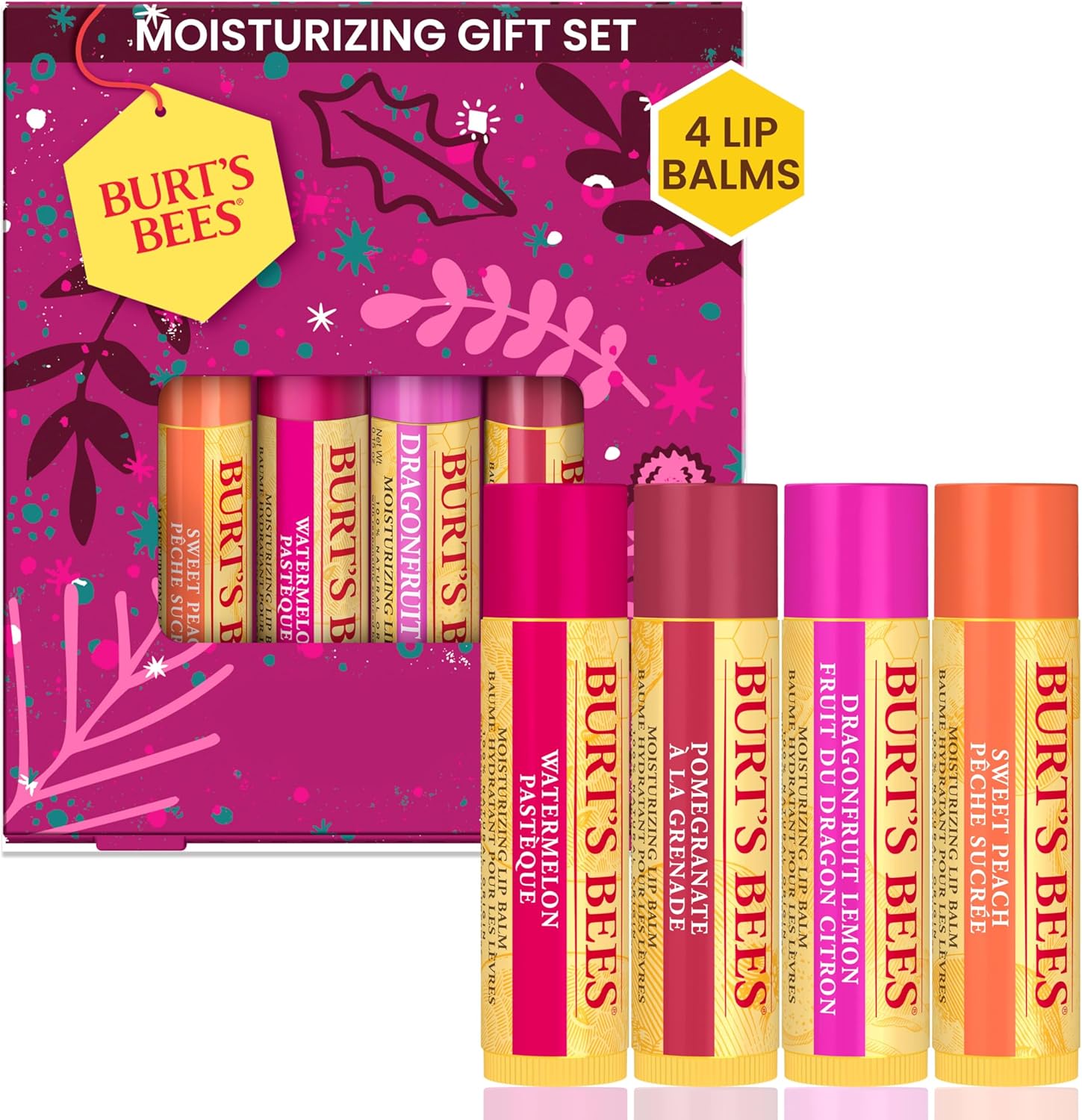 Unique Burt's Bees Lip Balm Gift Set, Special Lip Balm Multipack with Sweet Peac...