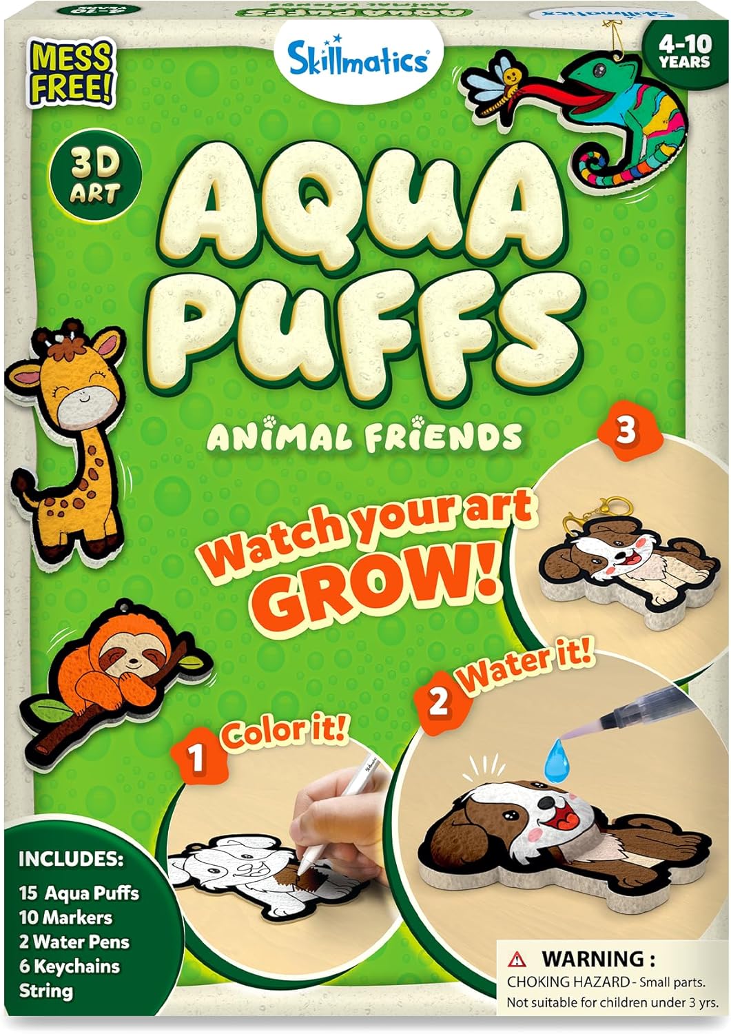 Skillmatics 3D Art Kit - Aqua Puffs Animals, Stocking Stuffers, Paint by Number...