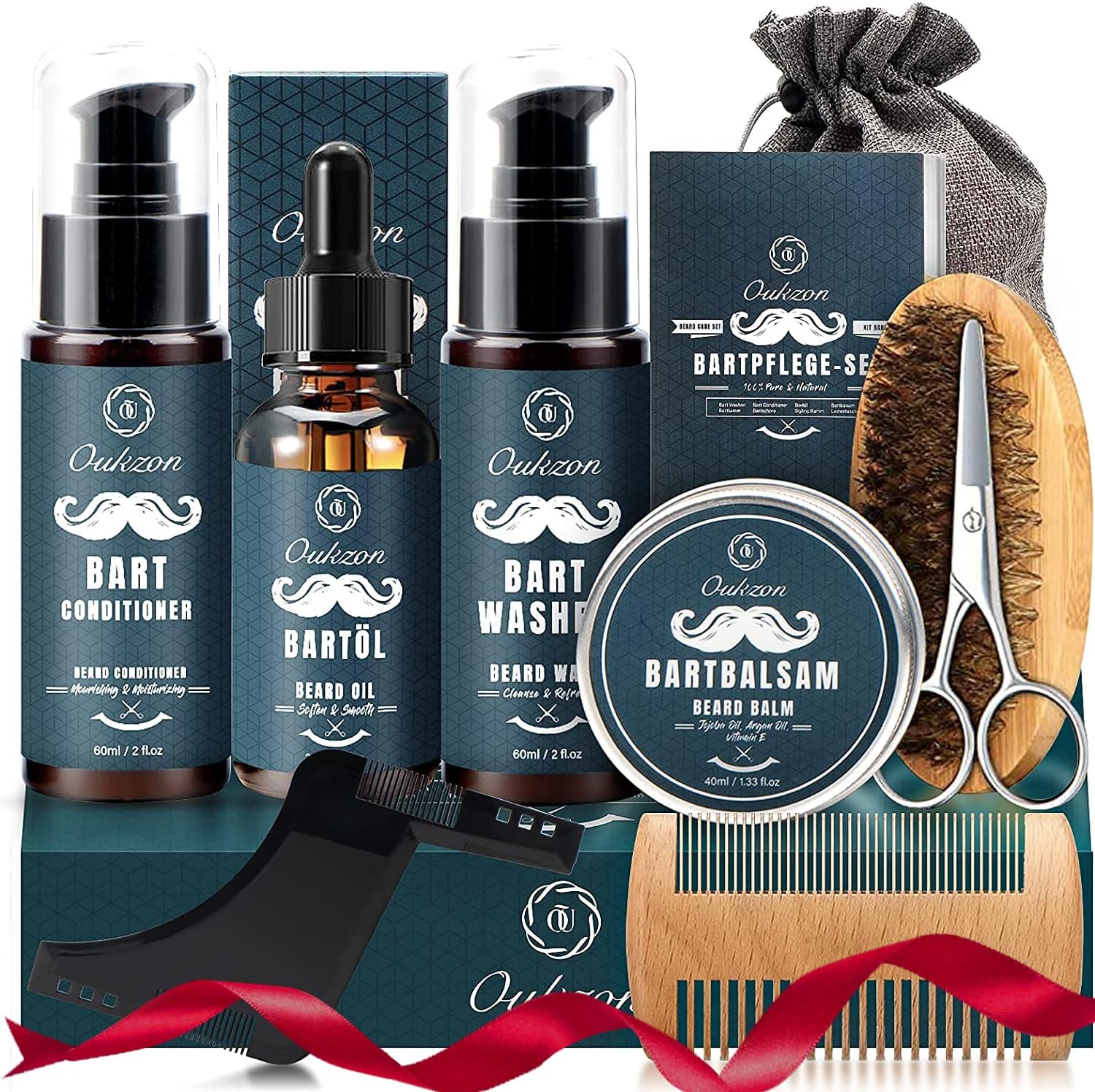 Beard Grooming Kit for Men, 10 in 1 Beard Trimming Gift Set with Beard Shampoo,...