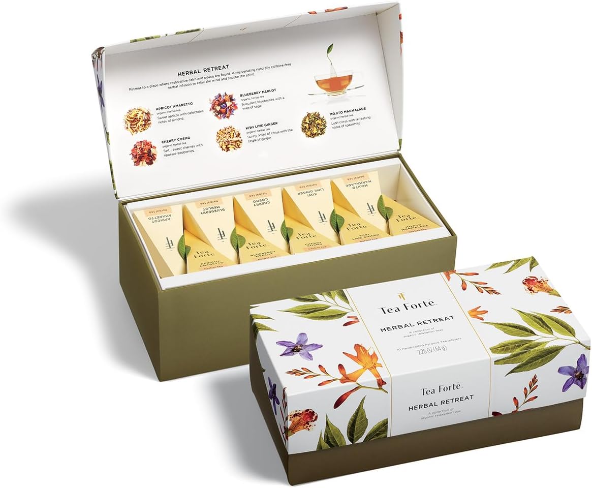Exquisite Tea Forte Herbal Retreat, Special Premium Tea Presentation Box, Unique...