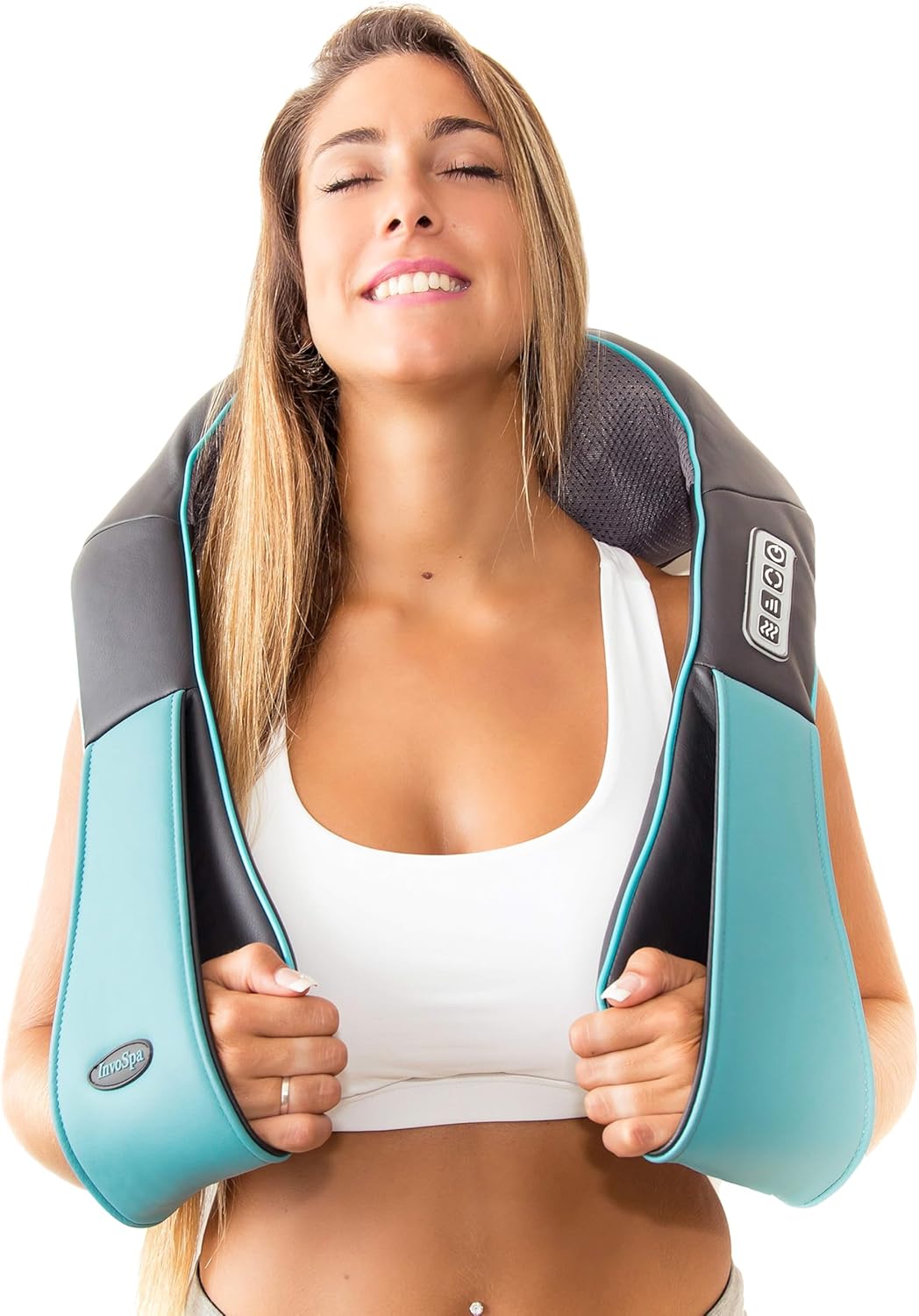 InvoSpa Shiatsu Neck and Back Massager with Heat -...