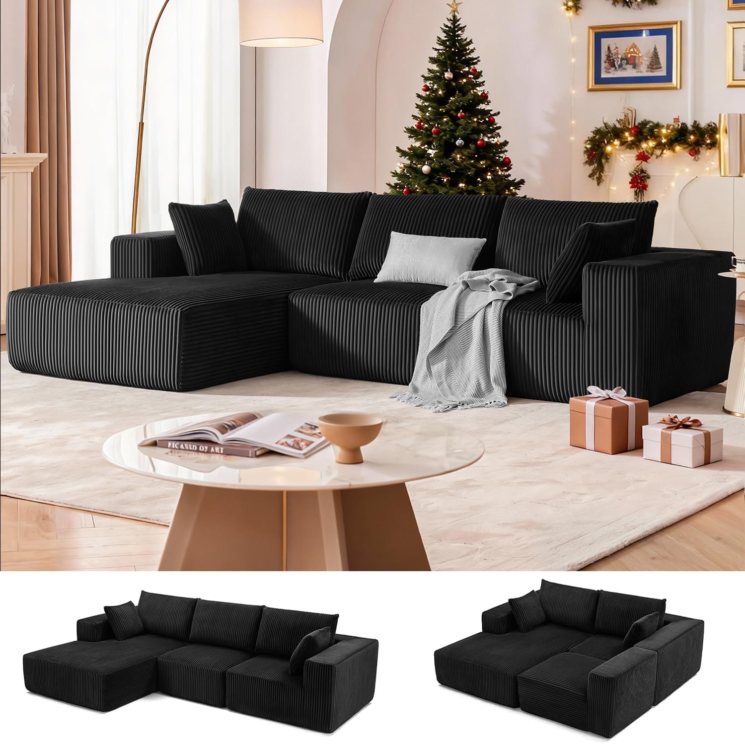 108” Modular Sectional Sofa, Cloud Sectional Couch with Deep Seat, Modern Modula...