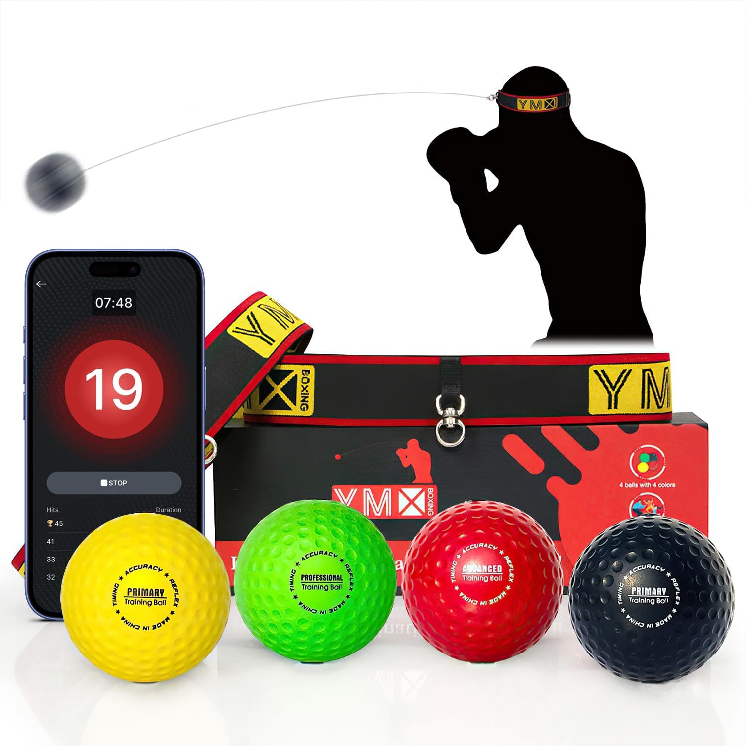 Ultimate Training Ball Set - 4 Reaction Ball Plus 2 Adjustable Headband, Great f...