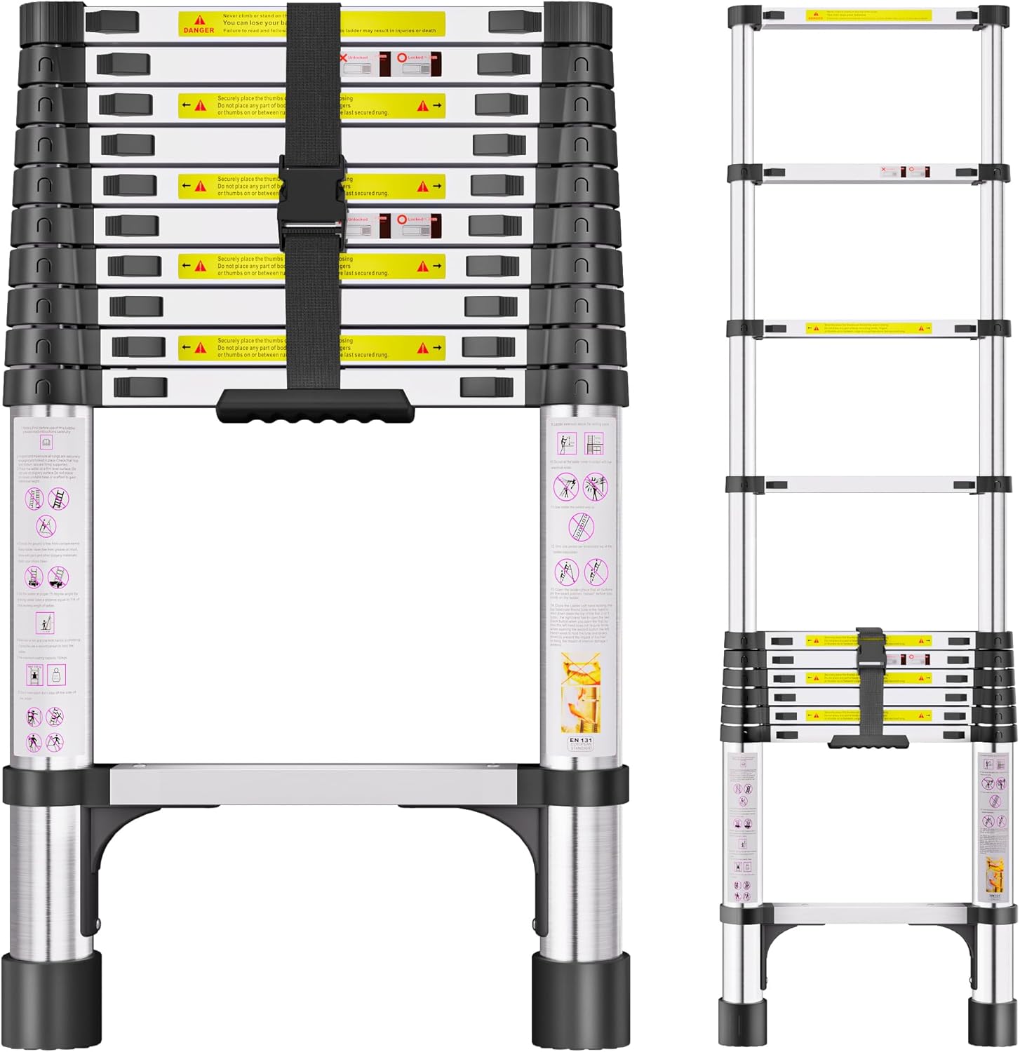 Telescopic Ladder, Special Stainless Steel Loft Ladder, Innovative High-Strength...