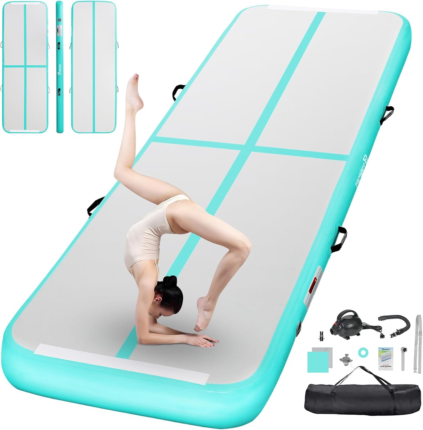 FBSPORT Inflatable Air Gymnastics Mat Training Mats 4/8 inches Thickness Gymnast...