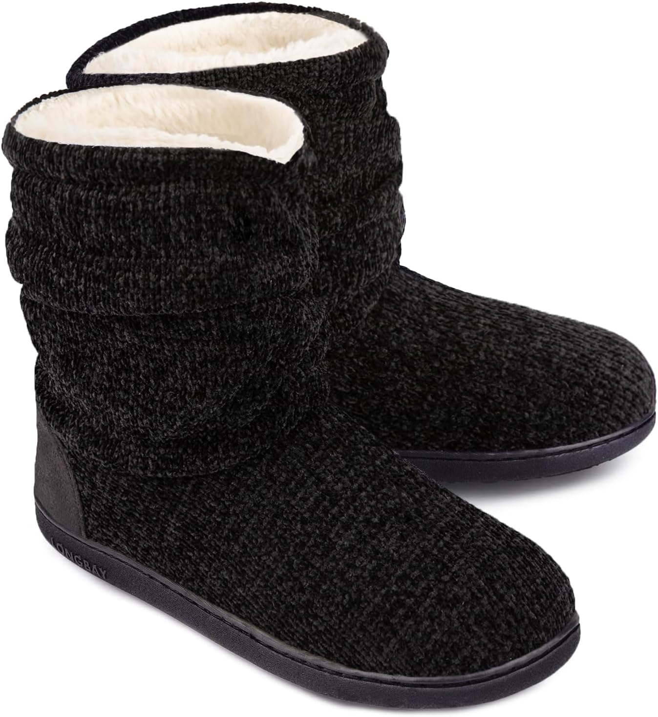 LongBay Women's Cozy Winter Slipper Boots Warm Chenille Knit Bootie Memory Foam...