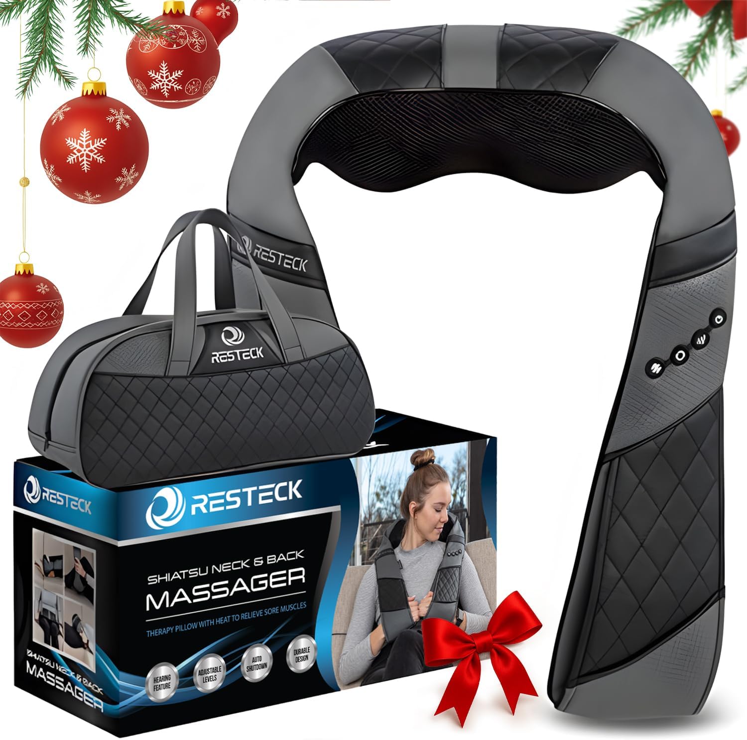 RESTECK Massagers for Neck and Back with Heat - Deep Tissue 3D Kneading Pillow,...