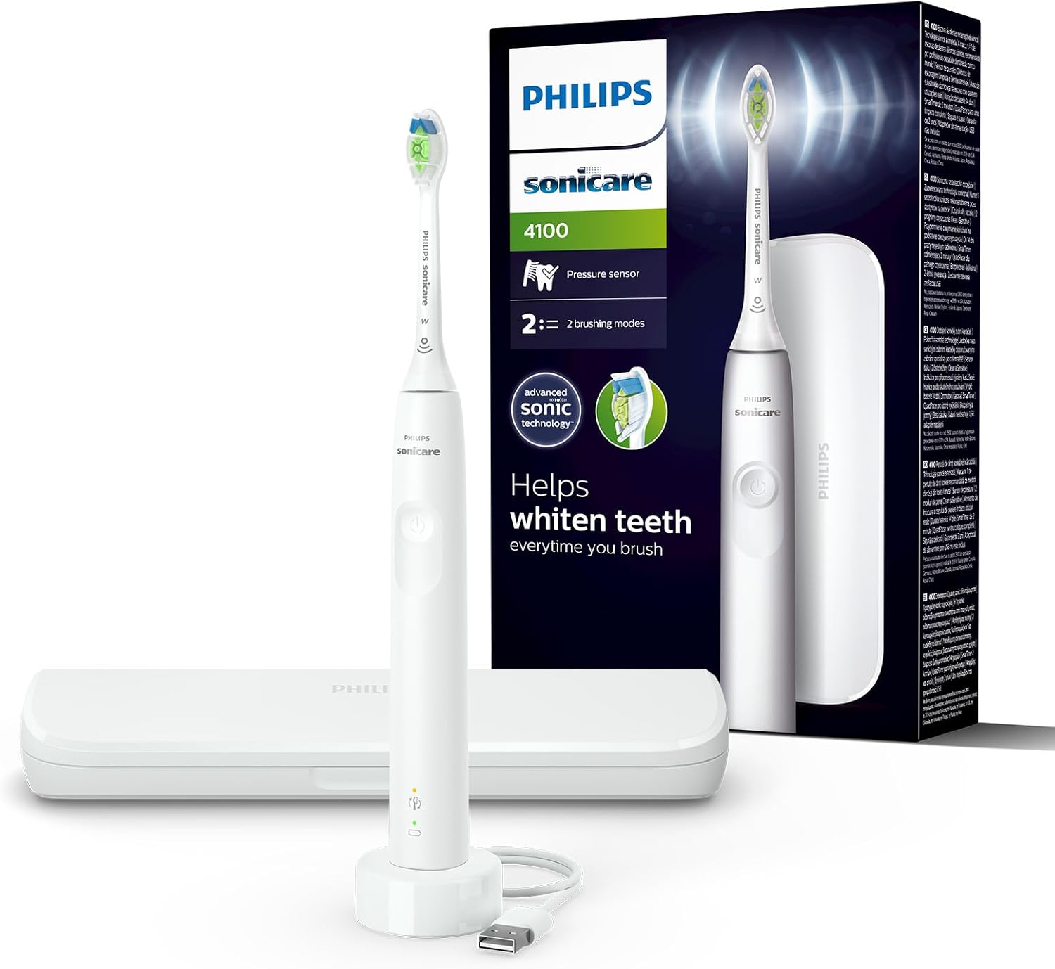Philips Sonicare 4100 Electric Toothbrush for Adults with 1 x Philips W2 Optimal...