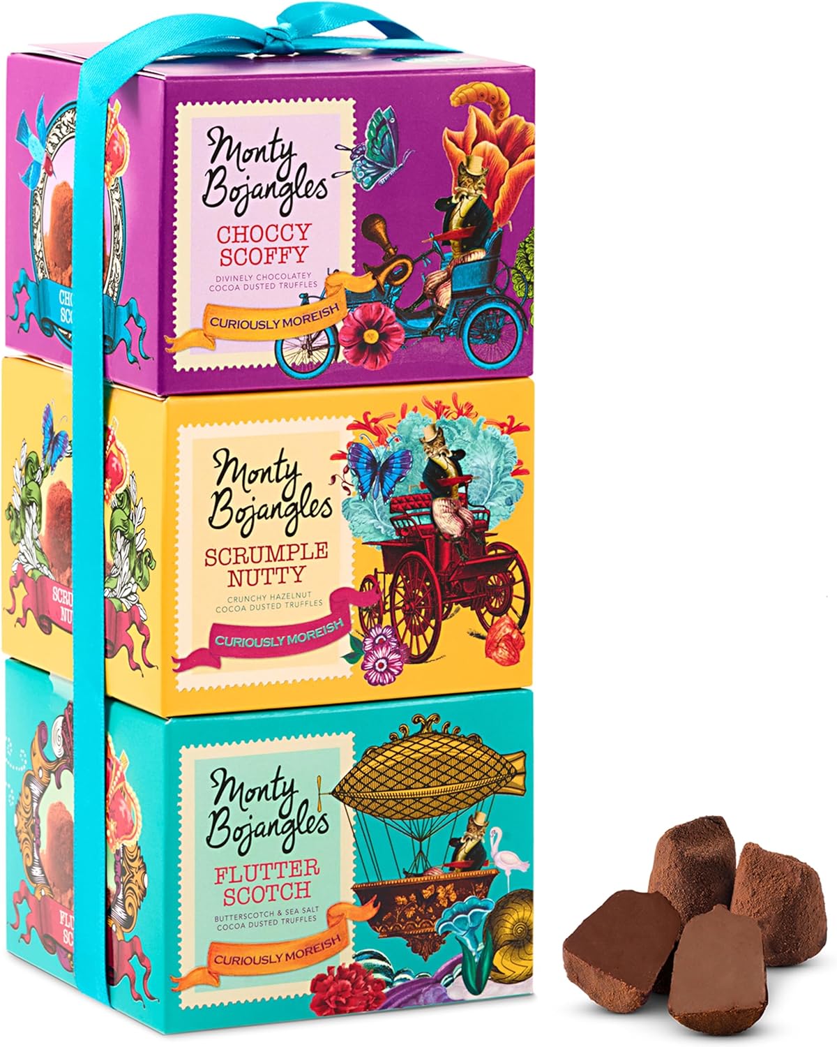 Monty Bojangles Cocoa Dusted Truffles Gift Tower (3 x 100g Pack)- 3 Luxury Choco...