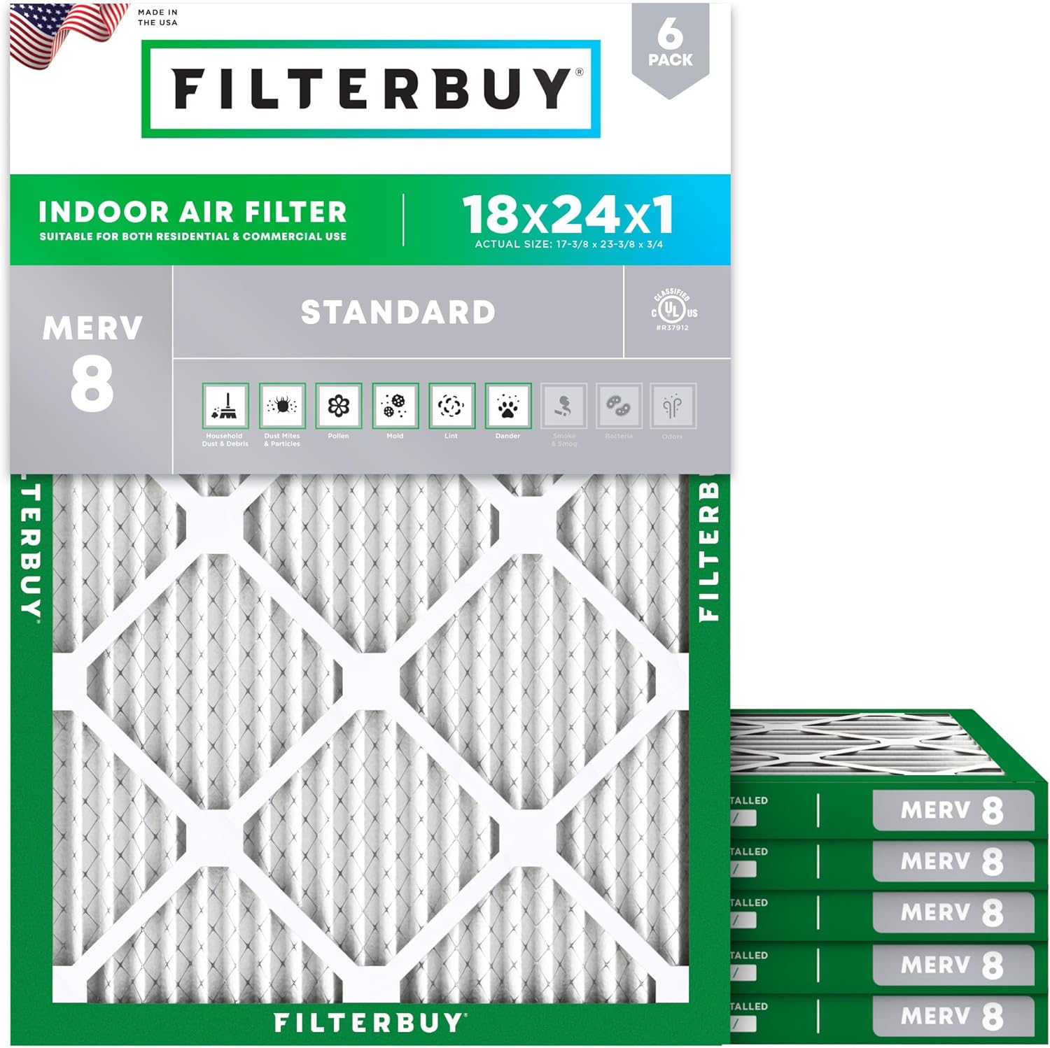 High-Quality Filterbuy 18x24x1 Air Filter, Essential Dust Filtration System with...