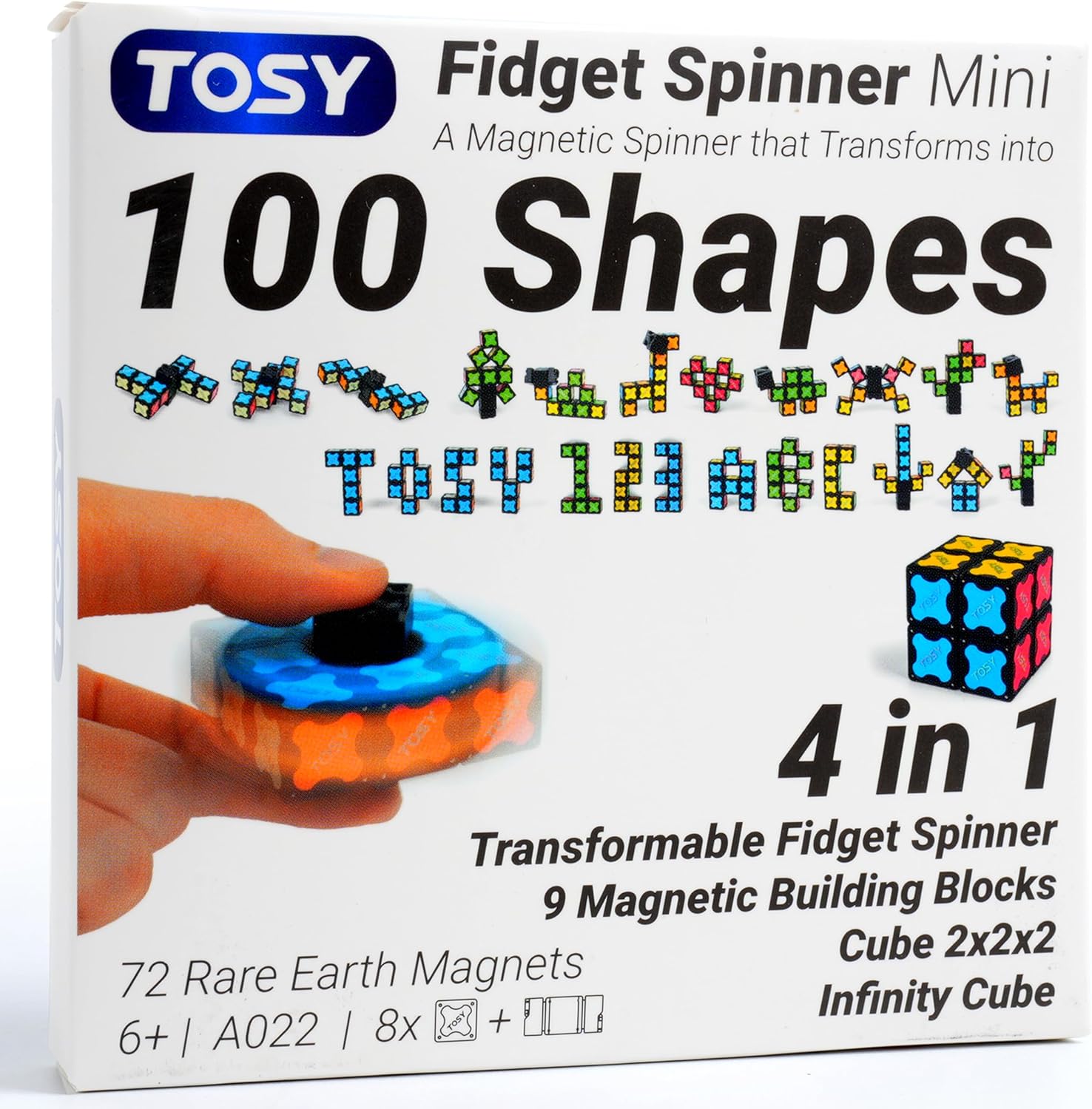 TOSY Magnet Fidget Spinner Mini - 8 blocks, 3 in 1 Toy: Transformable Fidget Spi...