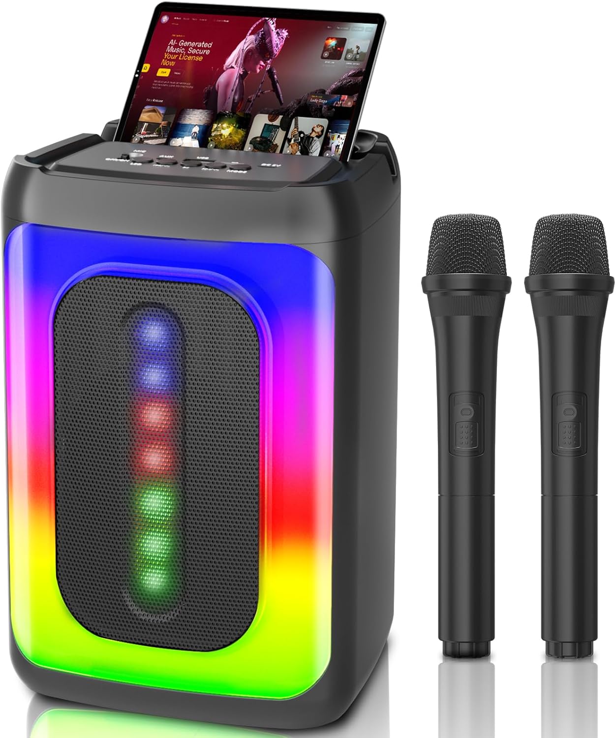 Ankuka Karaoke Machine, Special Portable Bluetooth Karaoke Speaker with 2 Wirele...
