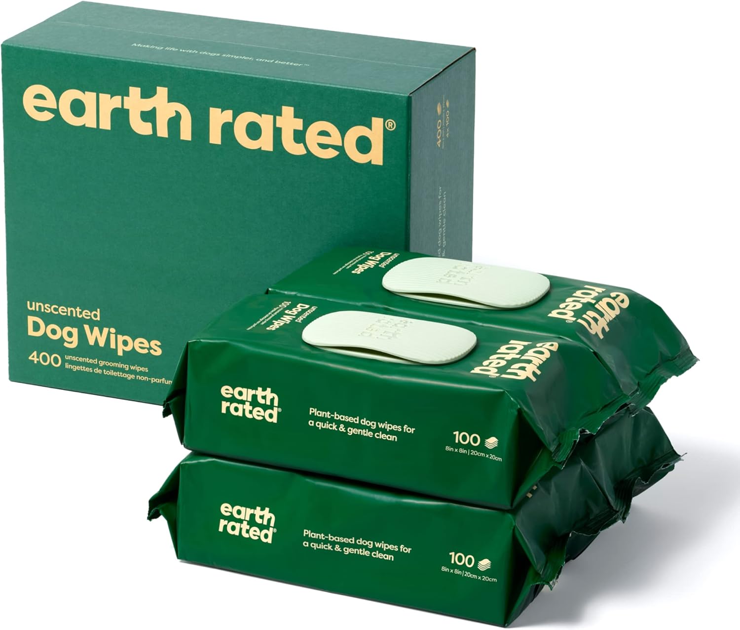 Earth Rated Pet Wipes for Dogs and Cats, Hypoallergenic, Cleaning and Hydrating,...