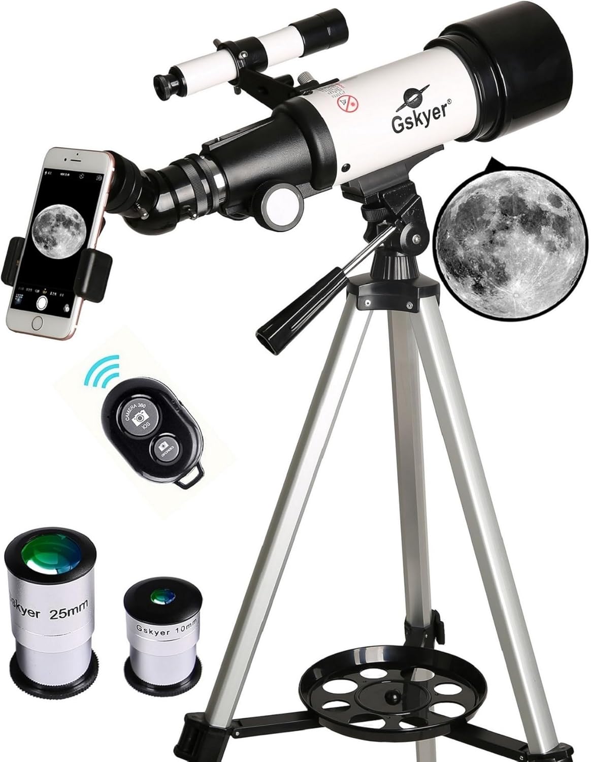 Gskyer Telescope, 70mm Aperture 400mm AZ Mount Astronomical Refracting Telescope...