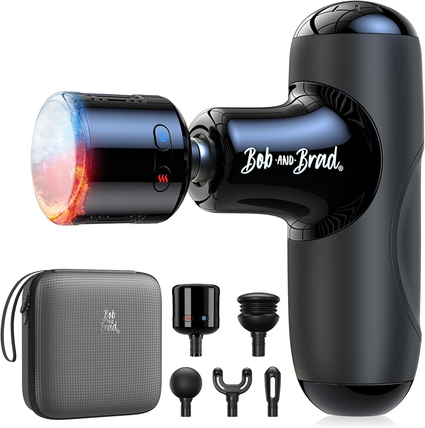 BOB AND BRAD Q2 Pro Mini Massage Gun with Heat and Cold, Pocket-Sized Deep Tissu...