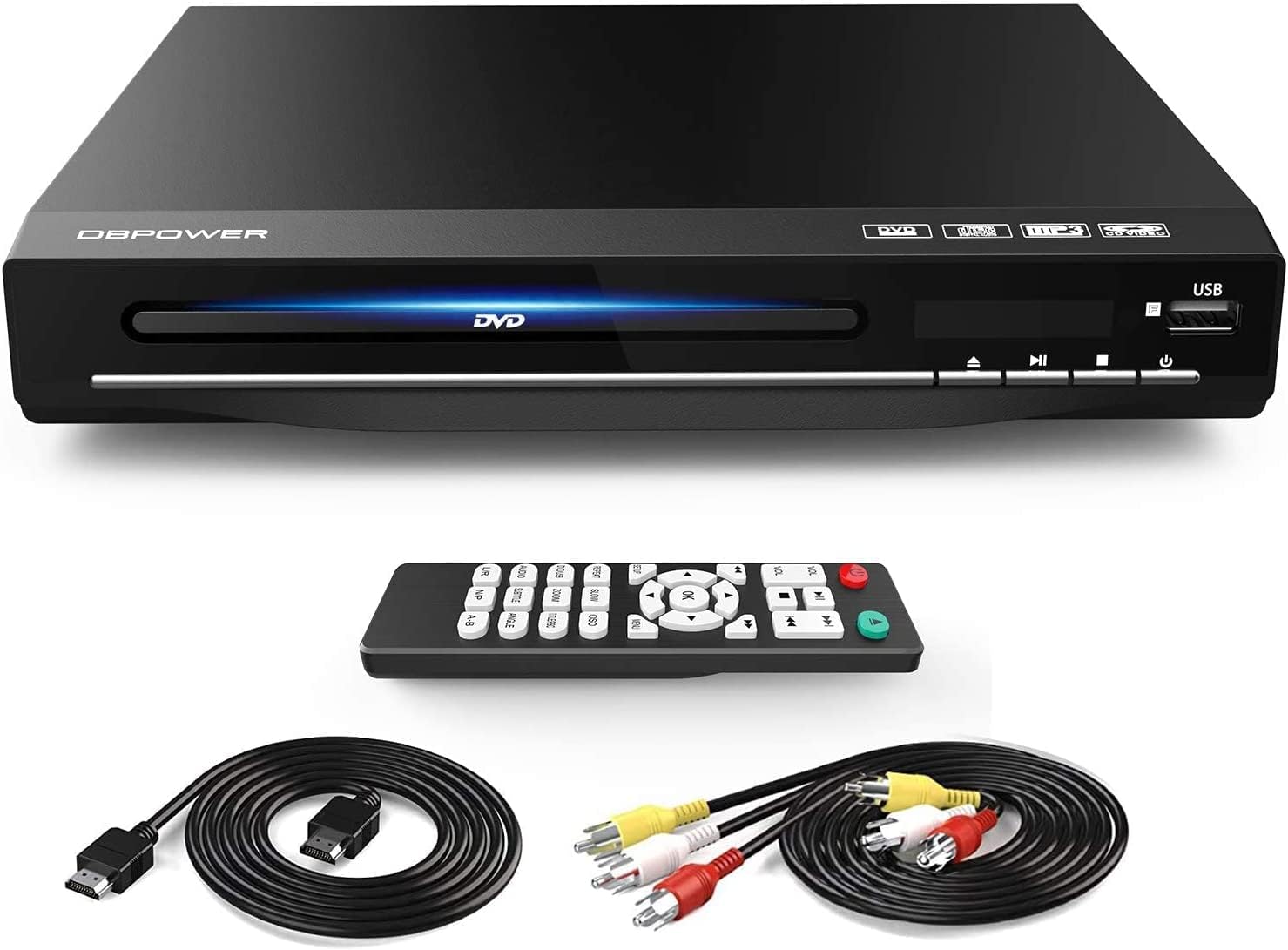 DBPOWER DVD Player for TV, DVD Players with HDMI & AV Cable, Full HD 1080P All-R...