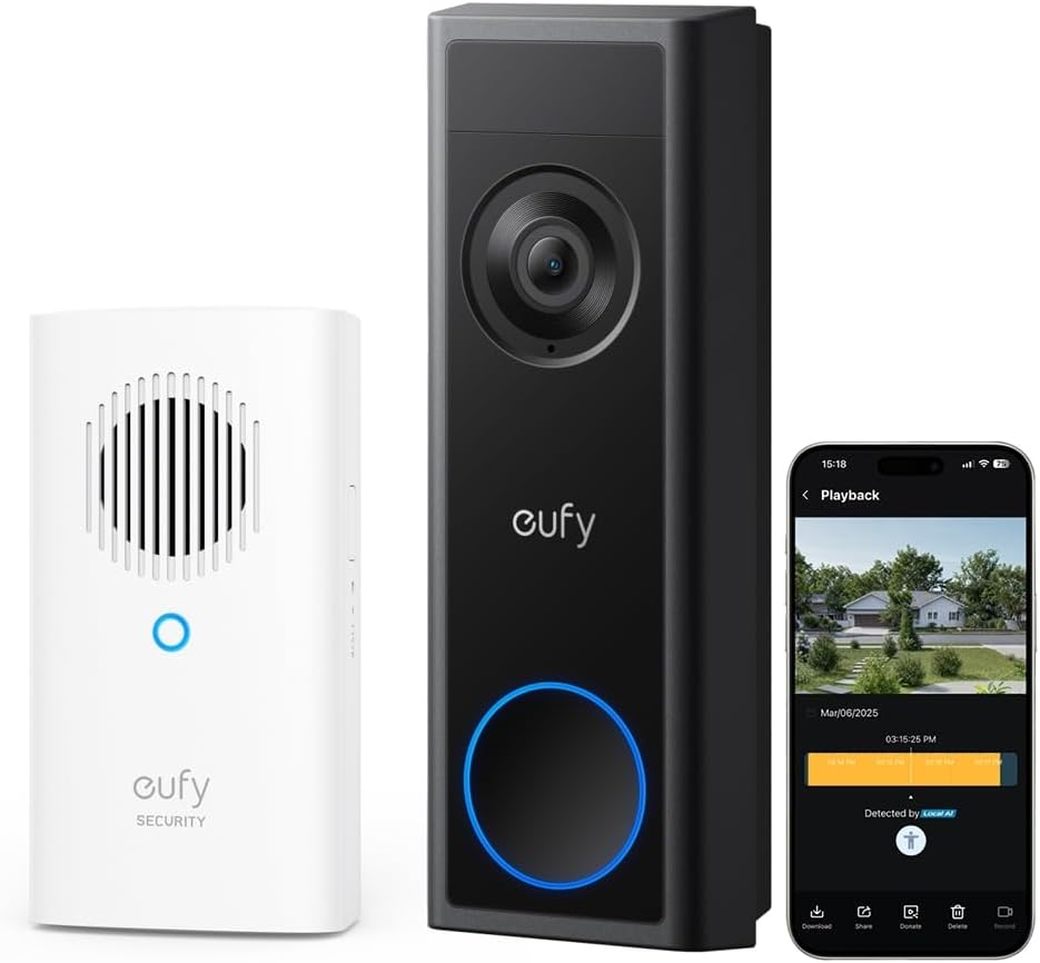 eufy Security Video Doorbell Camera Wireless C31 with Chime, 2K FHD, Dual Power...