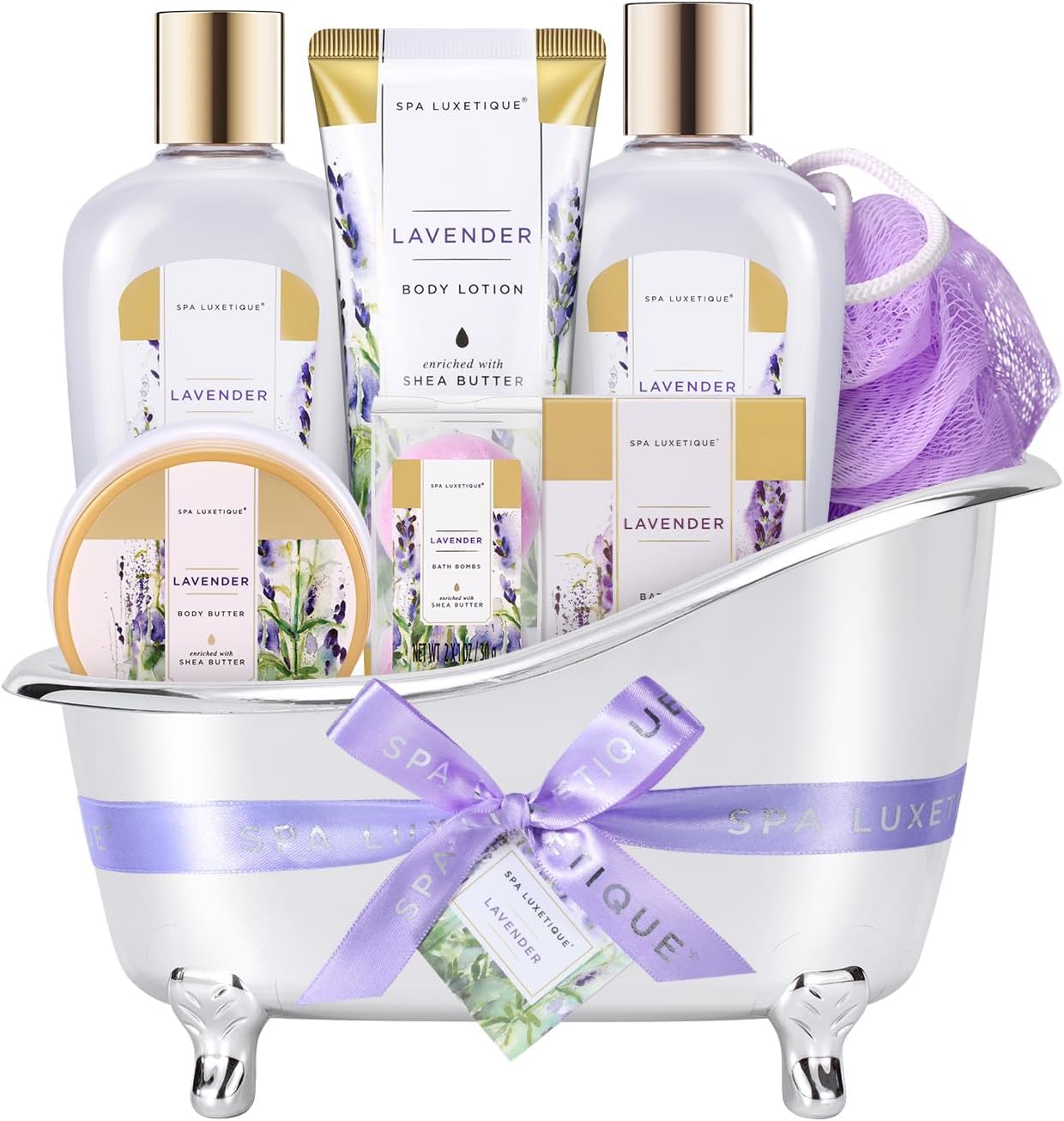 Spa Luxetique Spa Gift Sets, Gifts for Her, 8pcs Lavender Bath Sets with Body Bu...