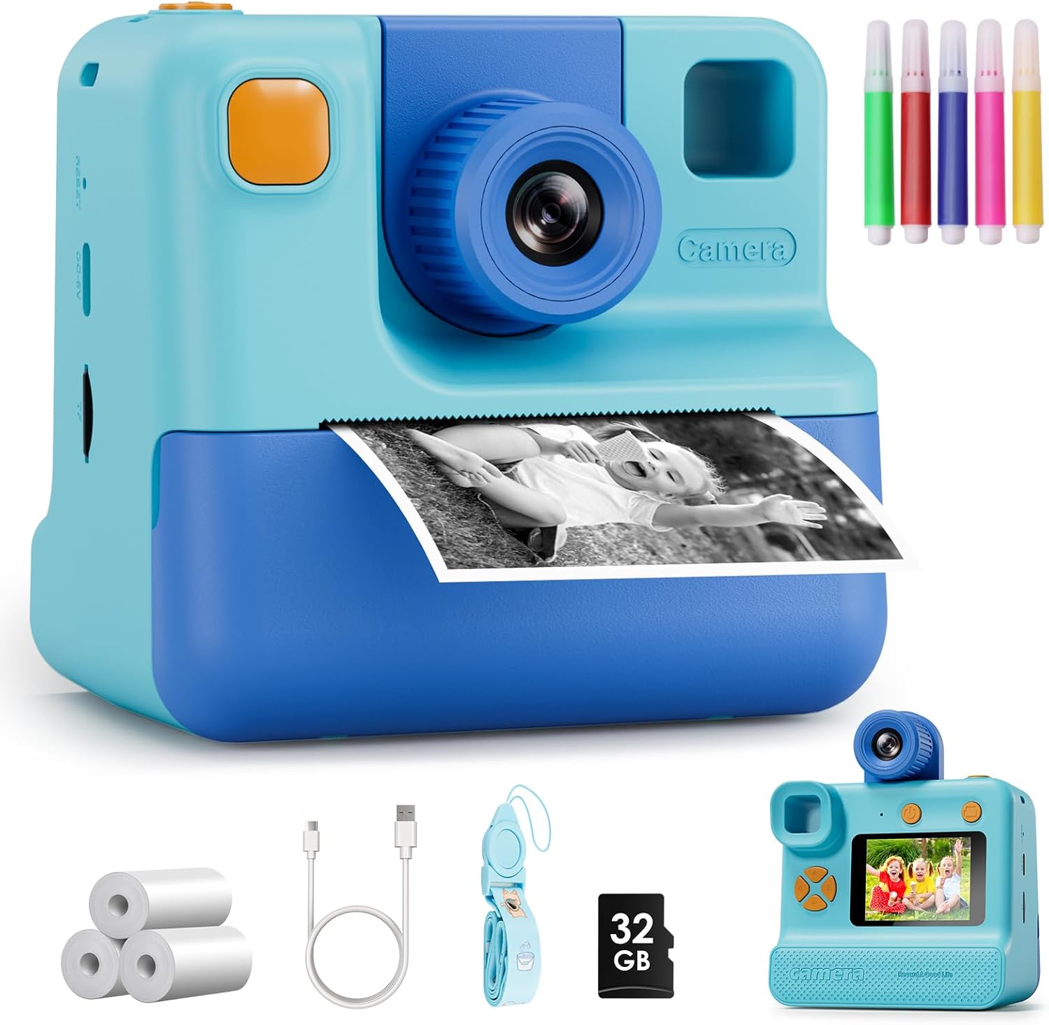 Kids Camera Instant Print, Christmas Birthday Gifts for Girl Boys 3-12 Years Old...