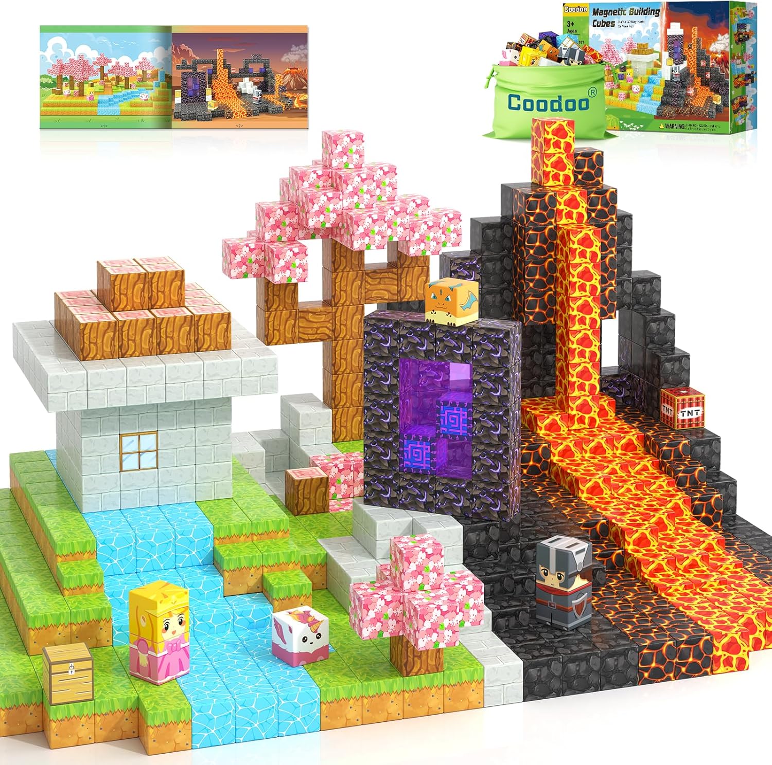 Coodoo Magnetic Blocks - Build Mine Magnet World Magic Portal Set, Magnetic Tile...
