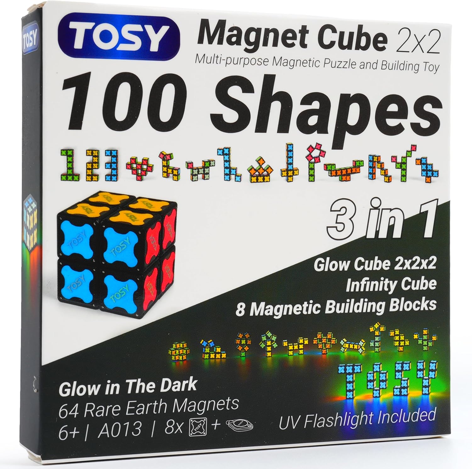 TOSY Magnet Cube 2x2-8 Blocks, 2in1 Toy: 2x2x2 Puzzle Cube and Customizable Infi...