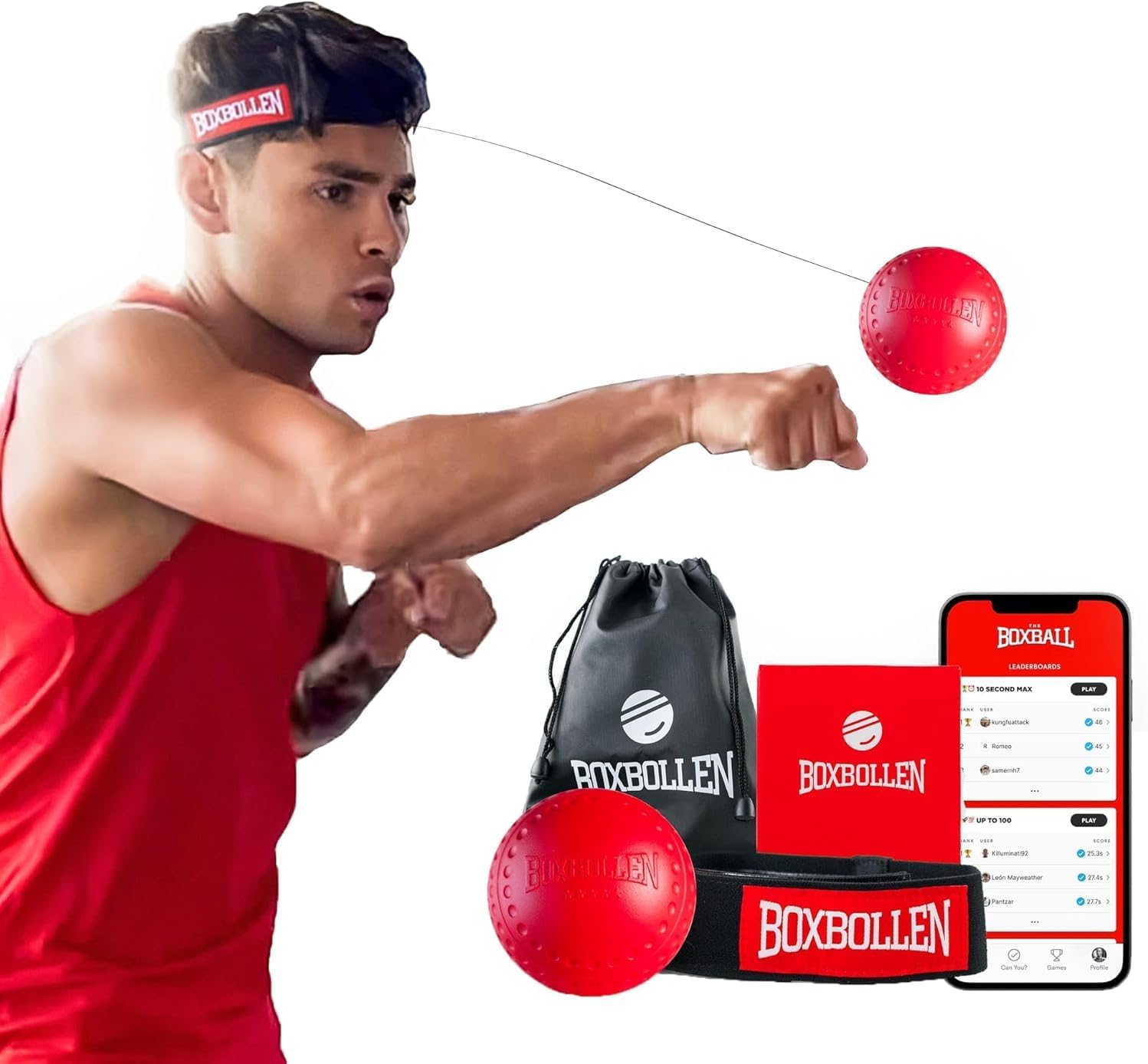 Unique Boxbollen Boxing Reflex Ball, Celebrity-Endorsed Innovative Home Workout...