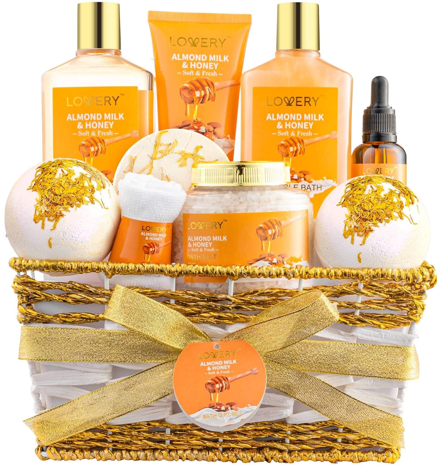 Christmas Gifts for Women Gift Basket for Women - 10 Pc Almond Milk & Honey Beau...
