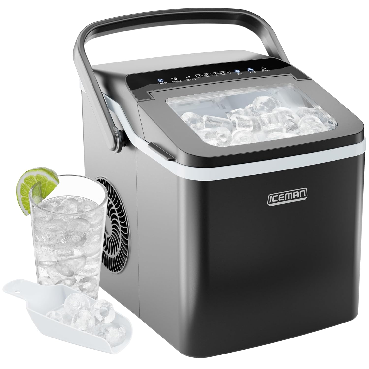 ICEMAN Dual-Size Ice Maker Countertop - Portable Ice Machine, Large and Small Ic...