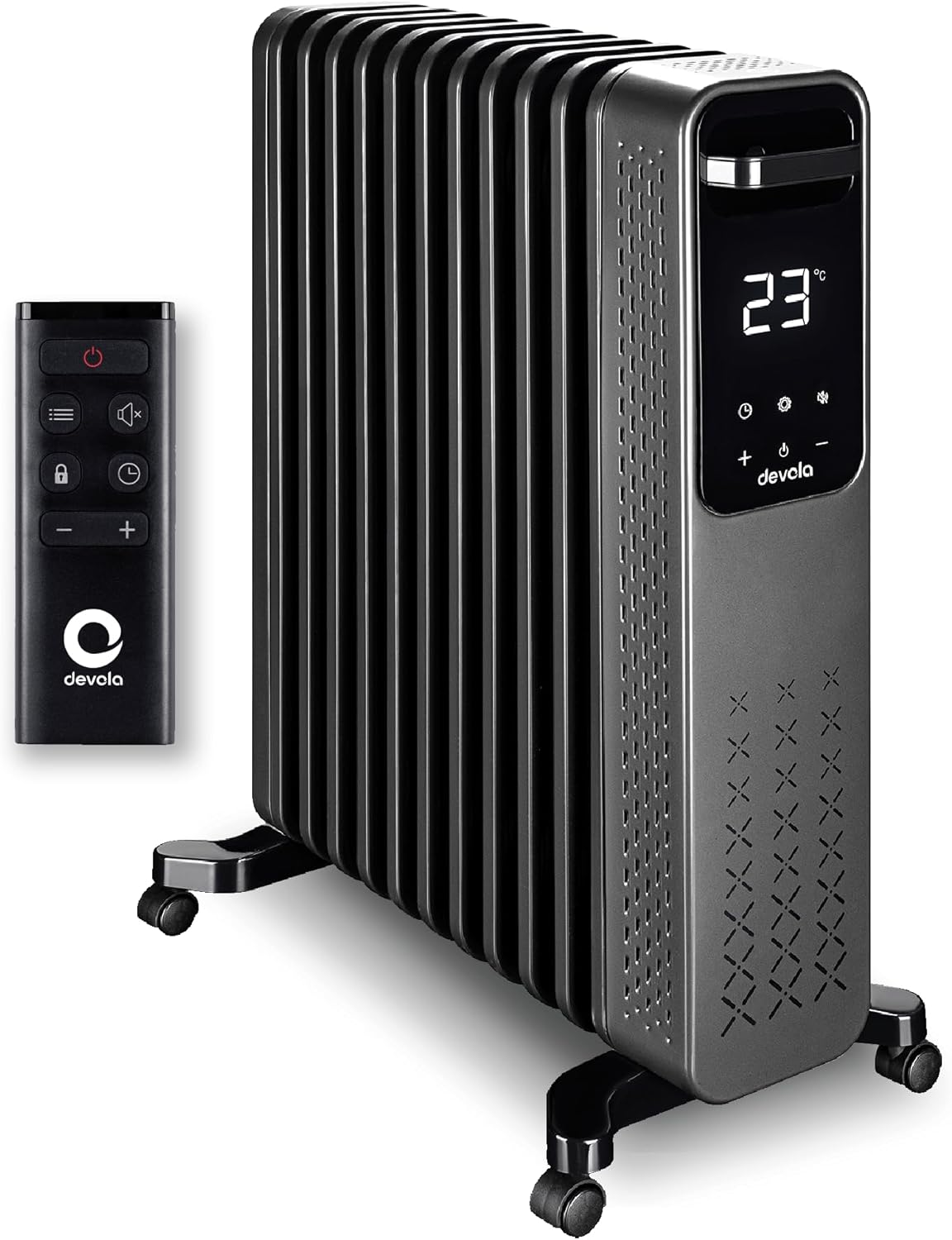 Devola Platinum 2500W Oil Filled Radiator, Quiet Electric Heater with Digital Th...