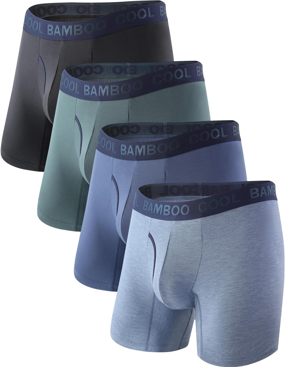 BAMBOO COOL Men's Underwear Boxer Briefs,Regular Leg,Breathable Soft Moisture-Wi...