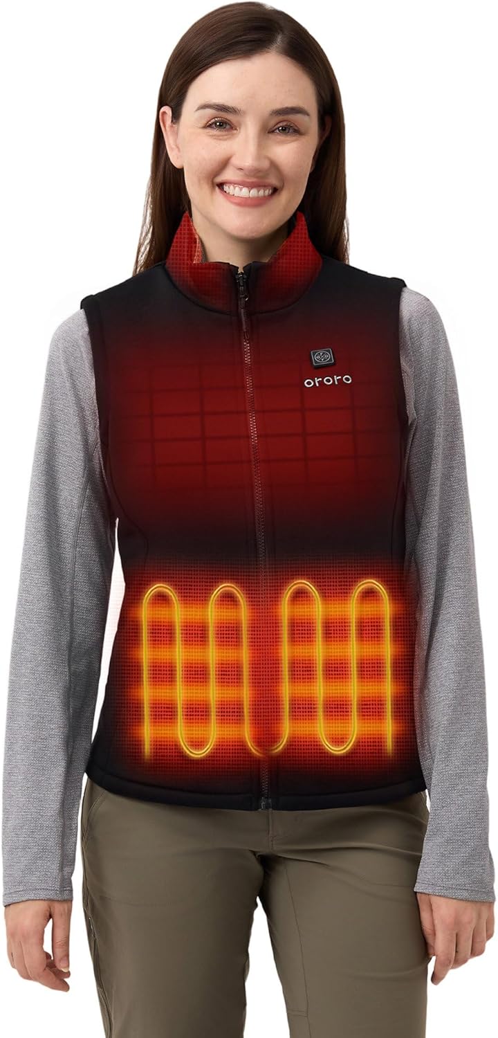 ORORO [Upgraded] Women's Heated Fleece Vest with Heated Collar and Battery, Ligh...