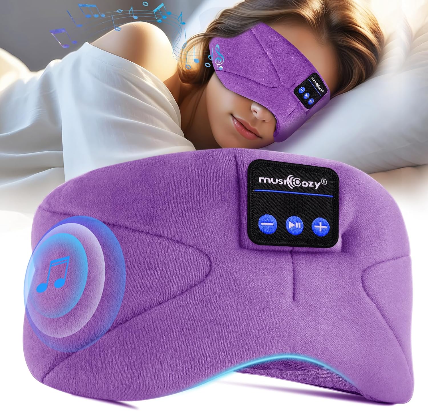 Musicozy Sleep Headphones Bluetooth Eye Mask,Soft Sleep Mask Headphones -100% Bl...