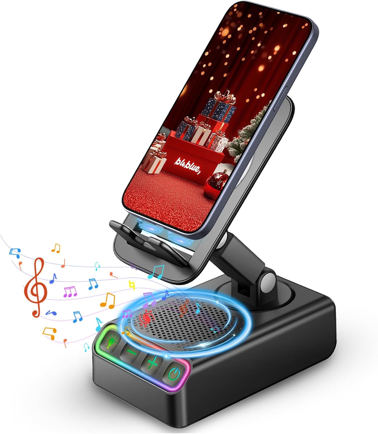 Phone Stand with Bluetooth Speaker with Sensing Playback, Foldable Phone Charger...