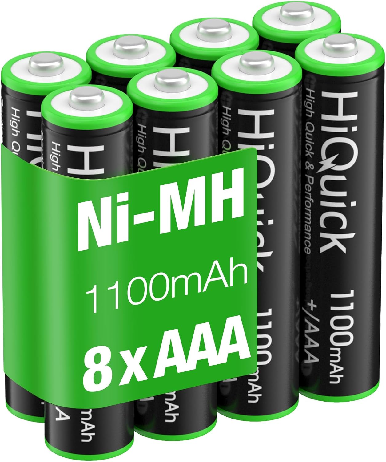 HiQuick 8 x AAA Rechargeable Batteries, Rechargeable 1100mAh Battery, Ni-MH Recy...